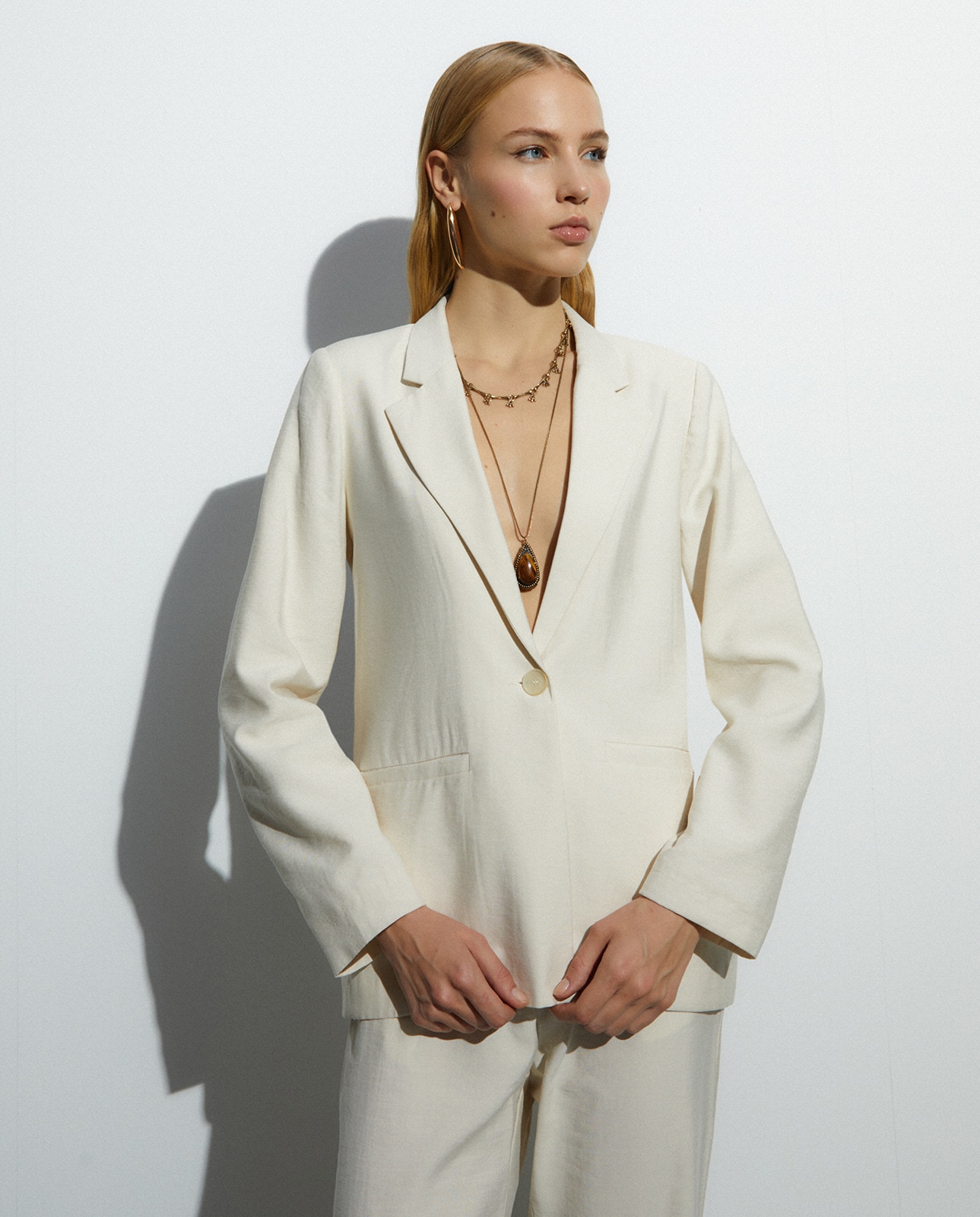 Blazer de mujer liso - Andam - Crudo Crudo-2
