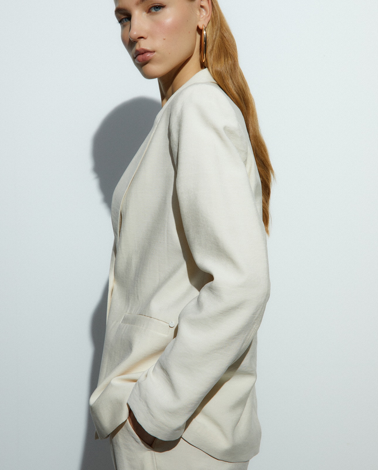 Blazer de mujer liso - Andam - Crudo Crudo-4