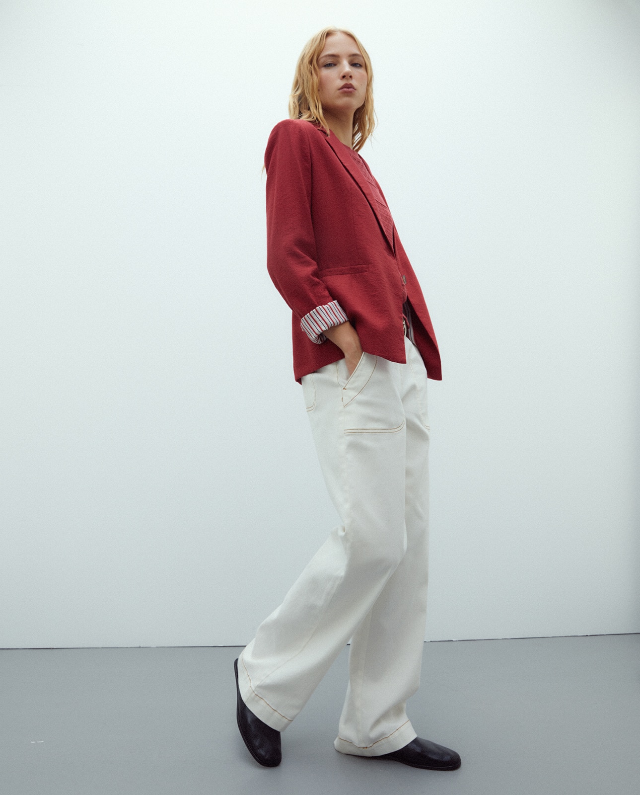 Blazer de mujer liso - Andam - Rojo Rojo-1