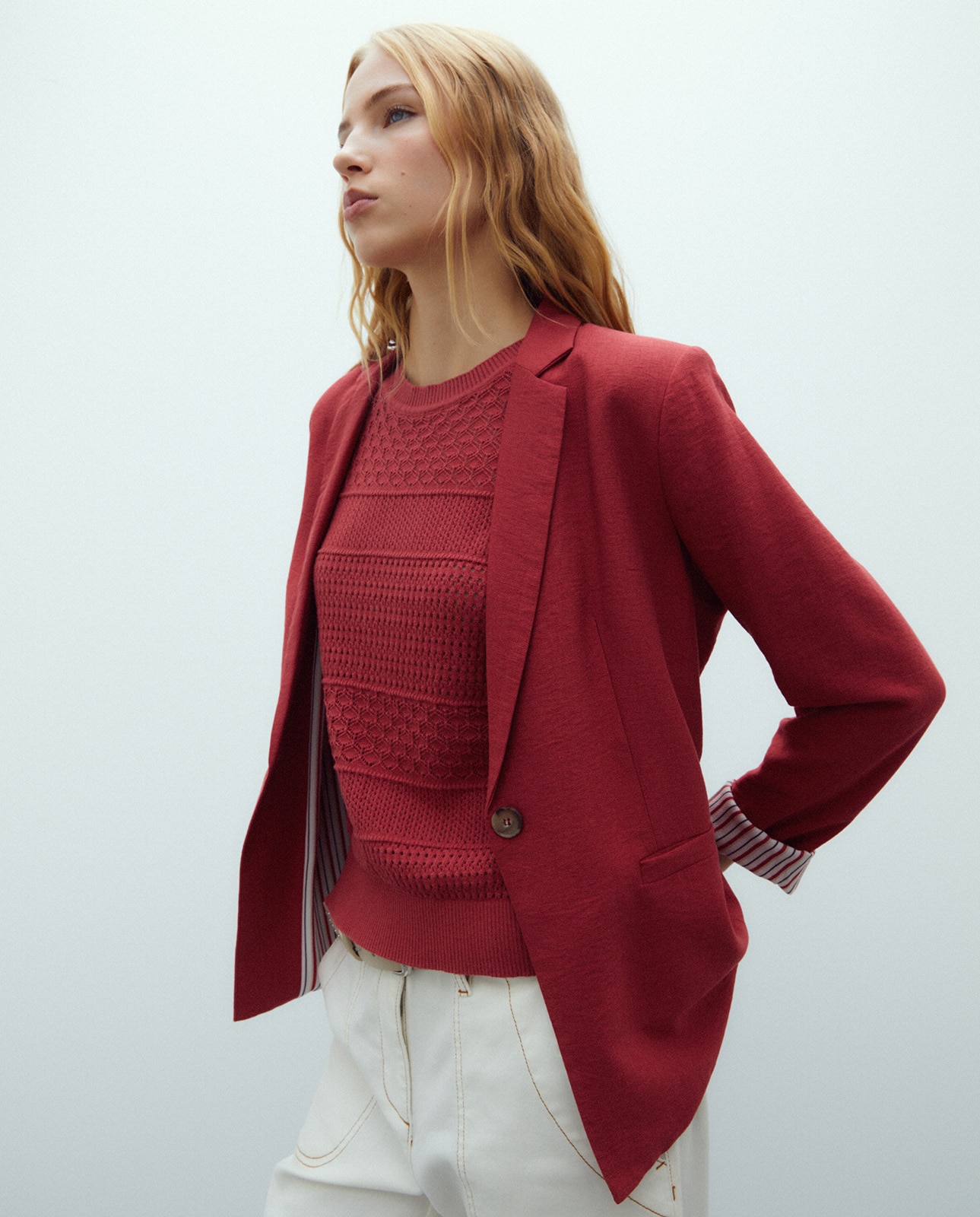 Blazer de mujer liso - Andam - Rojo Rojo-2