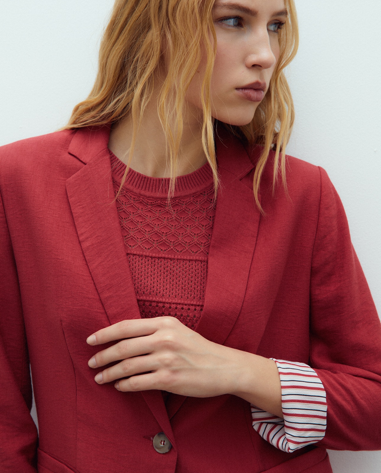 Blazer de mujer liso - Andam - Rojo Rojo-4