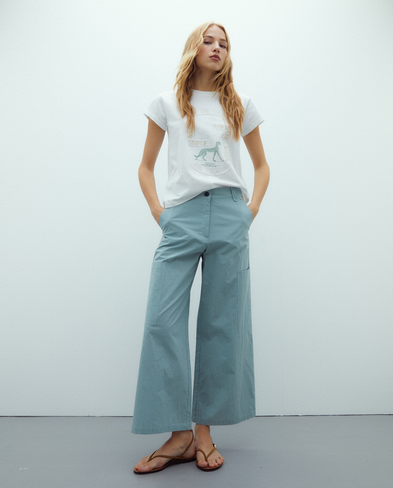 Camiseta de mujer corta liso - Andam - Blanco Blanco-1