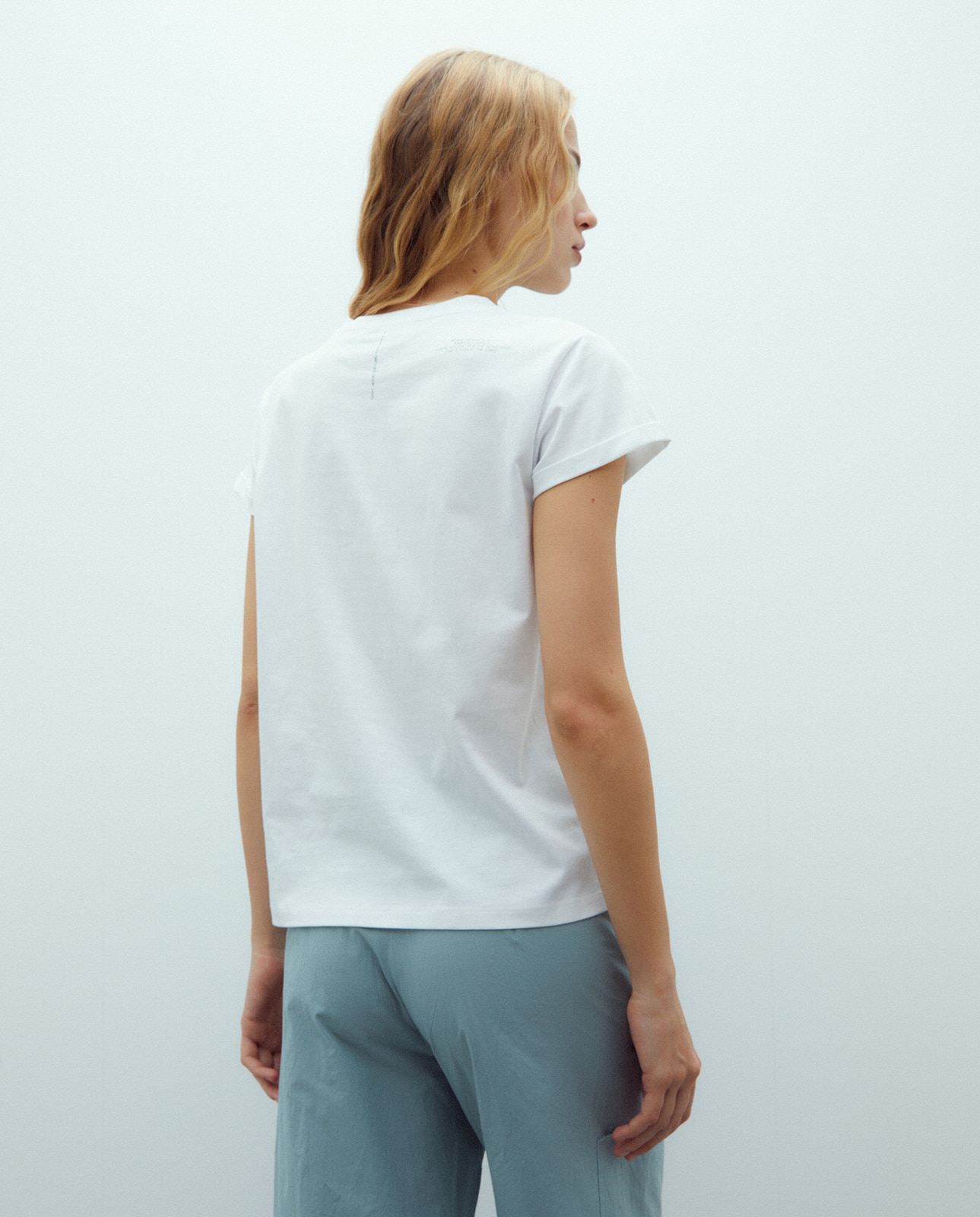 Camiseta de mujer corta liso - Andam - Blanco Blanco-3