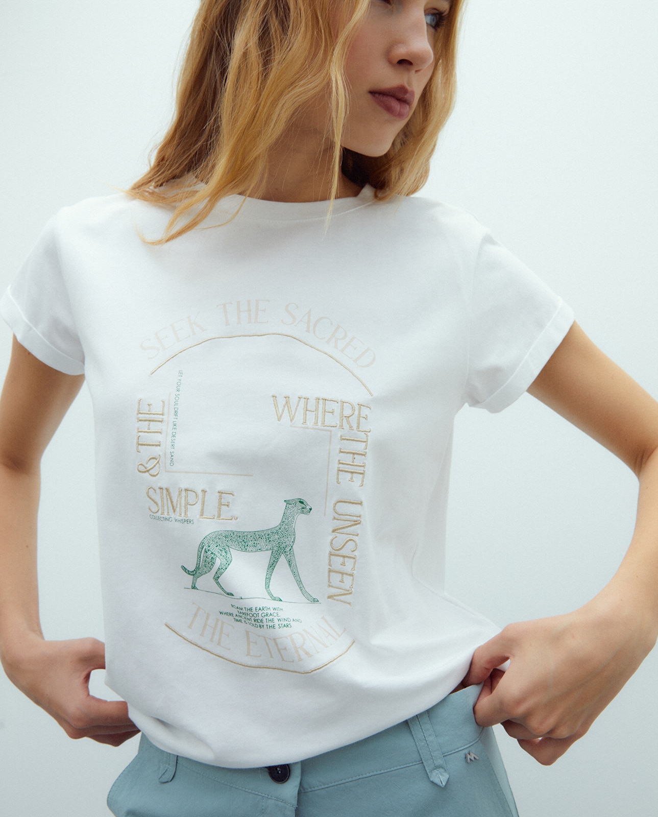 Camiseta de mujer corta liso - Andam - Blanco Blanco-4