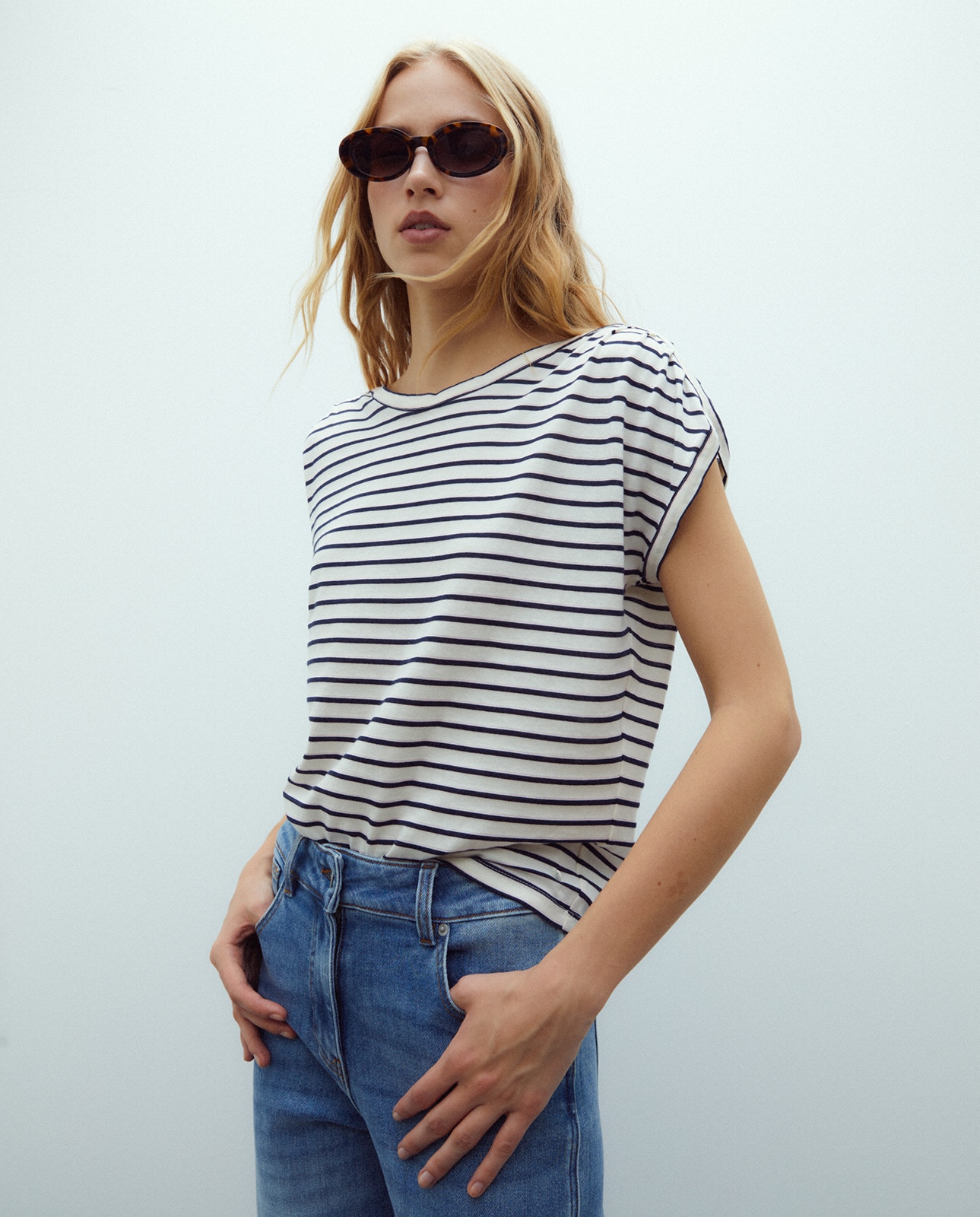 Camiseta de mujer rayas - Andam - Blanco Blanco-2