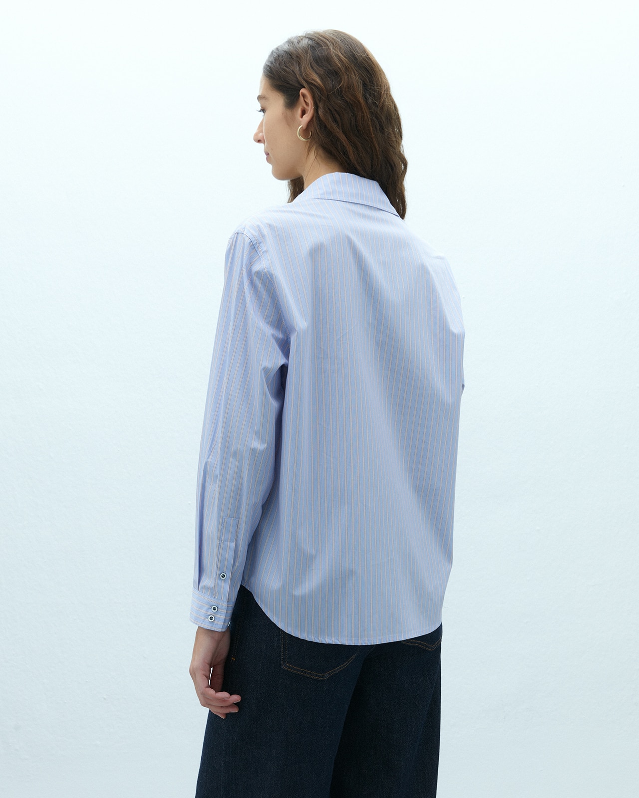 Camisa de mujer estampado rayas manga larga - Andam - Azul Azul-3