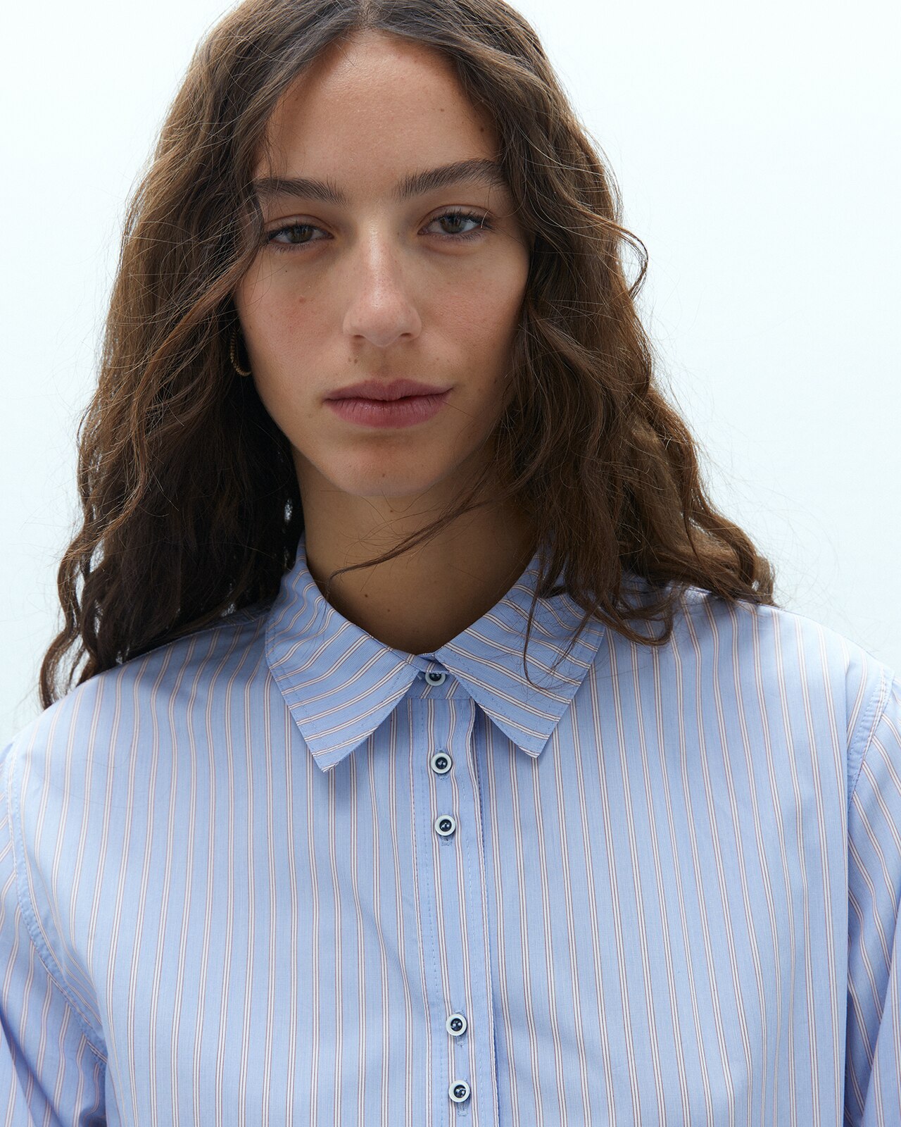 Camisa de mujer estampado rayas manga larga - Andam - Azul Azul-4