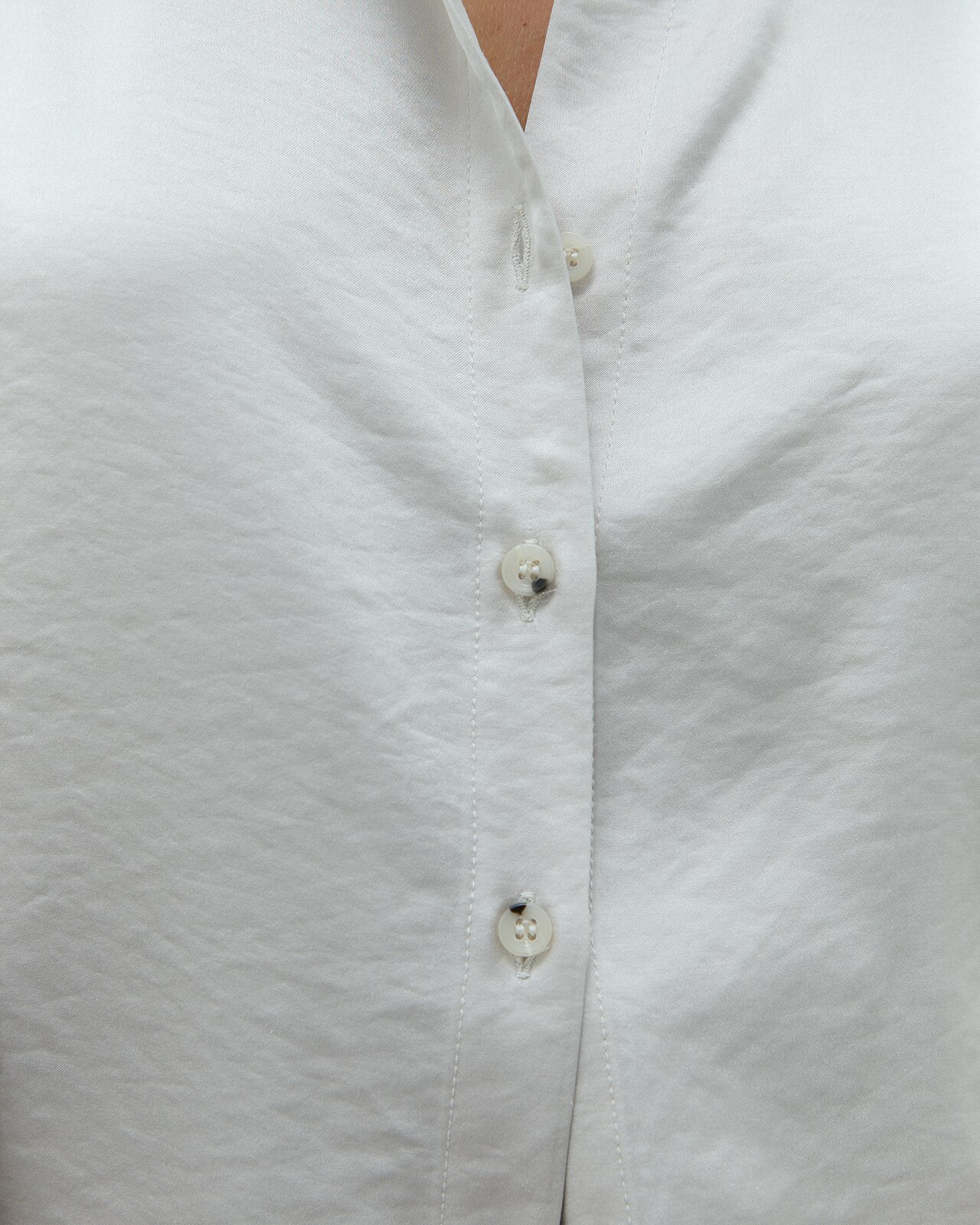 Camisa de mujer satinada cuello camisero manga larga - Andam - Crudo Crudo-5