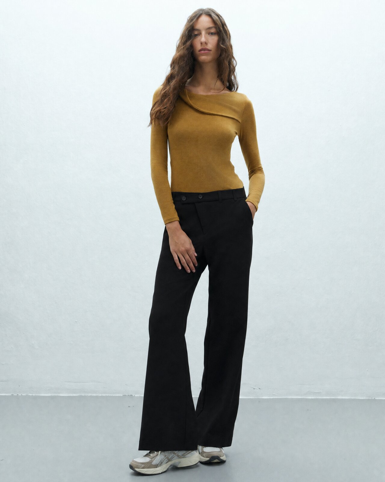 Pantalón recto de mujer elástico - Andam - Negro Negro-1