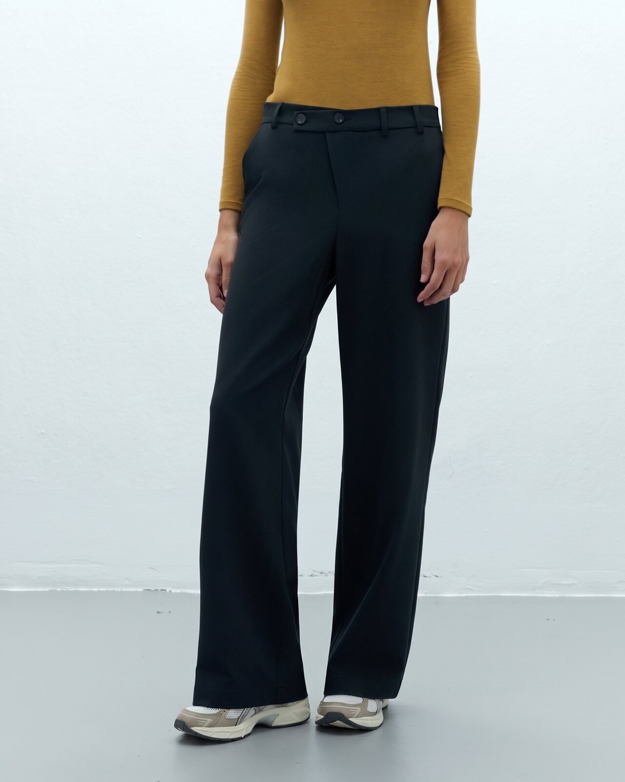 Pantalón recto de mujer elástico - Andam - Negro Negro-2