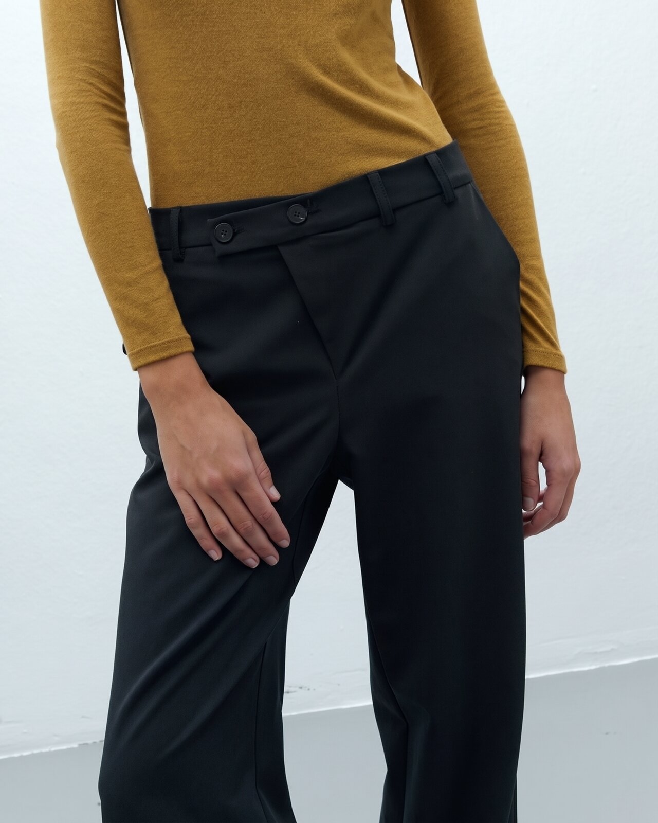 Pantalón recto de mujer elástico - Andam - Negro Negro-4