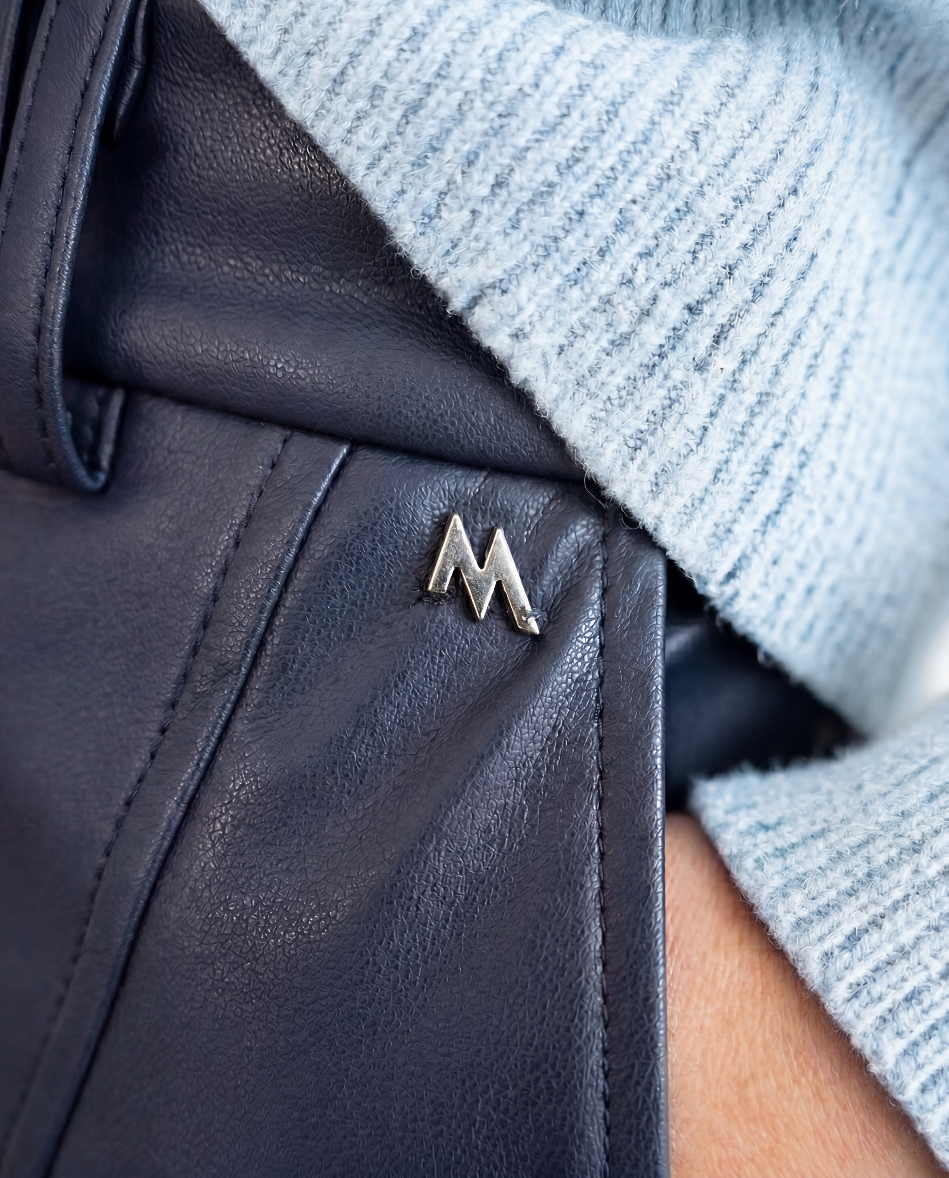 Pantalón recto de mujer ecopiel elástico - Andam - Azul marino Azul marino-5