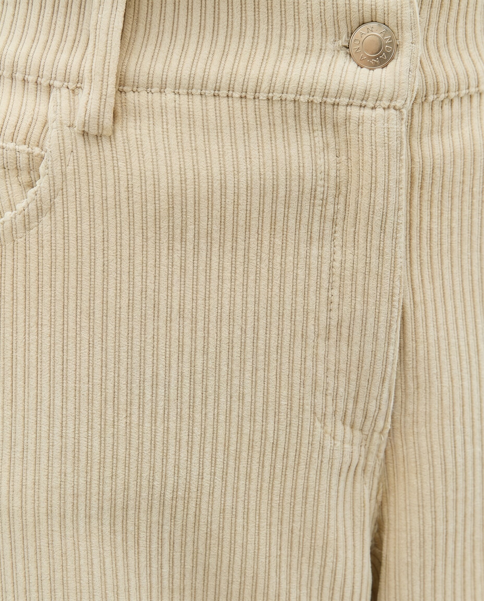 Pantalón recto mujer pana tiro medio cinco bolsillos - Andam - Crudo Crudo-5
