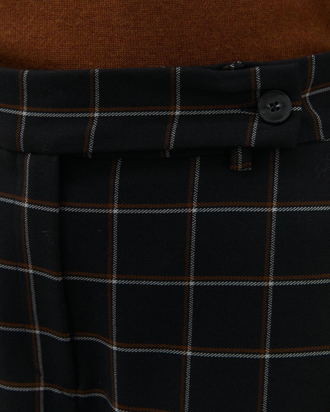 Pantalón ancho de mujer estampado cuadros - Andam - Negro Negro-5
