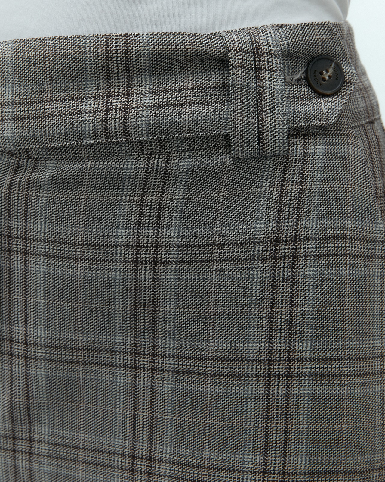 Pantalón recto de mujer estampado cuadros cintura elástica - Andam - Marrón Marrón-5