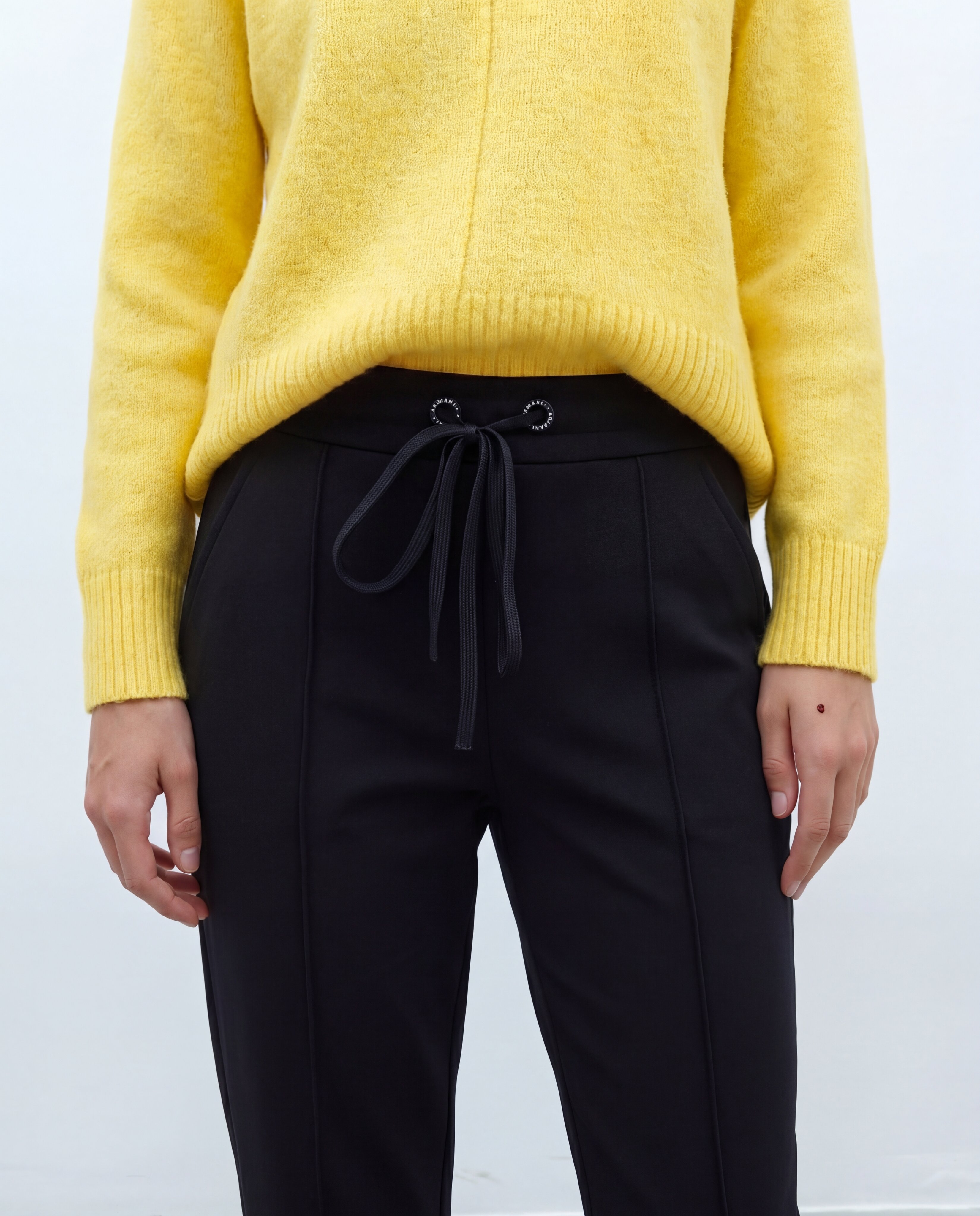 Pantalón recto de mujer punto liso cintura elástica - Andam - Negro Negro-4