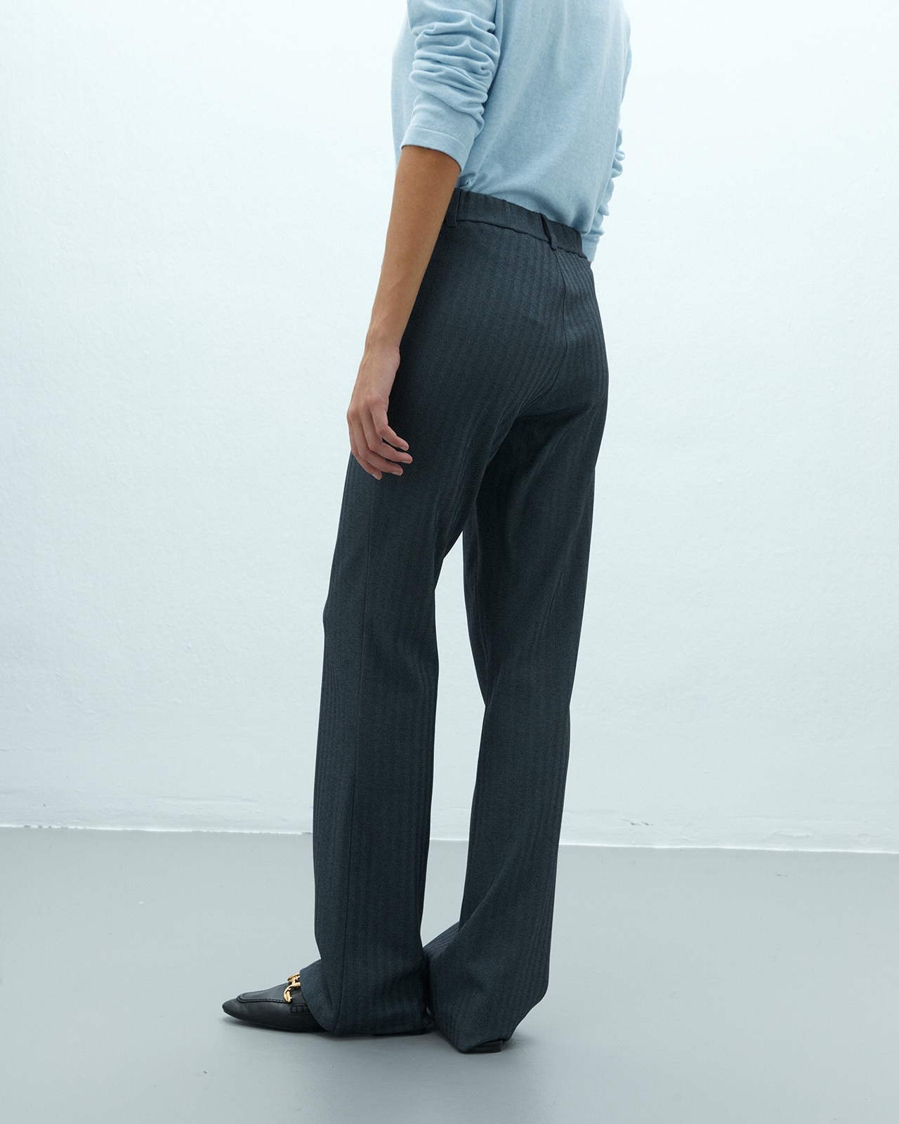 Pantalón recto de mujer de punto cintura elástica - Andam - Azul marino Azul marino-3