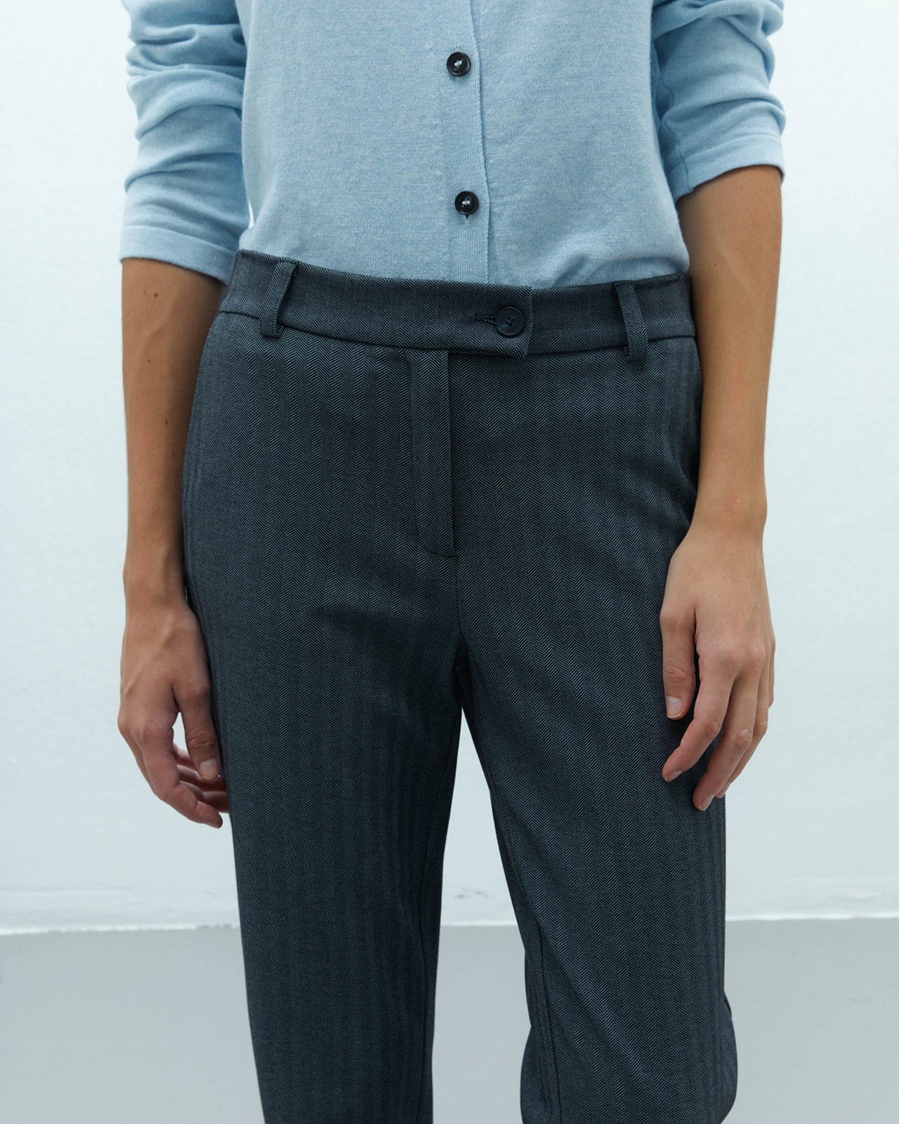 Pantalón recto de mujer de punto cintura elástica - Andam - Azul marino Azul marino-4
