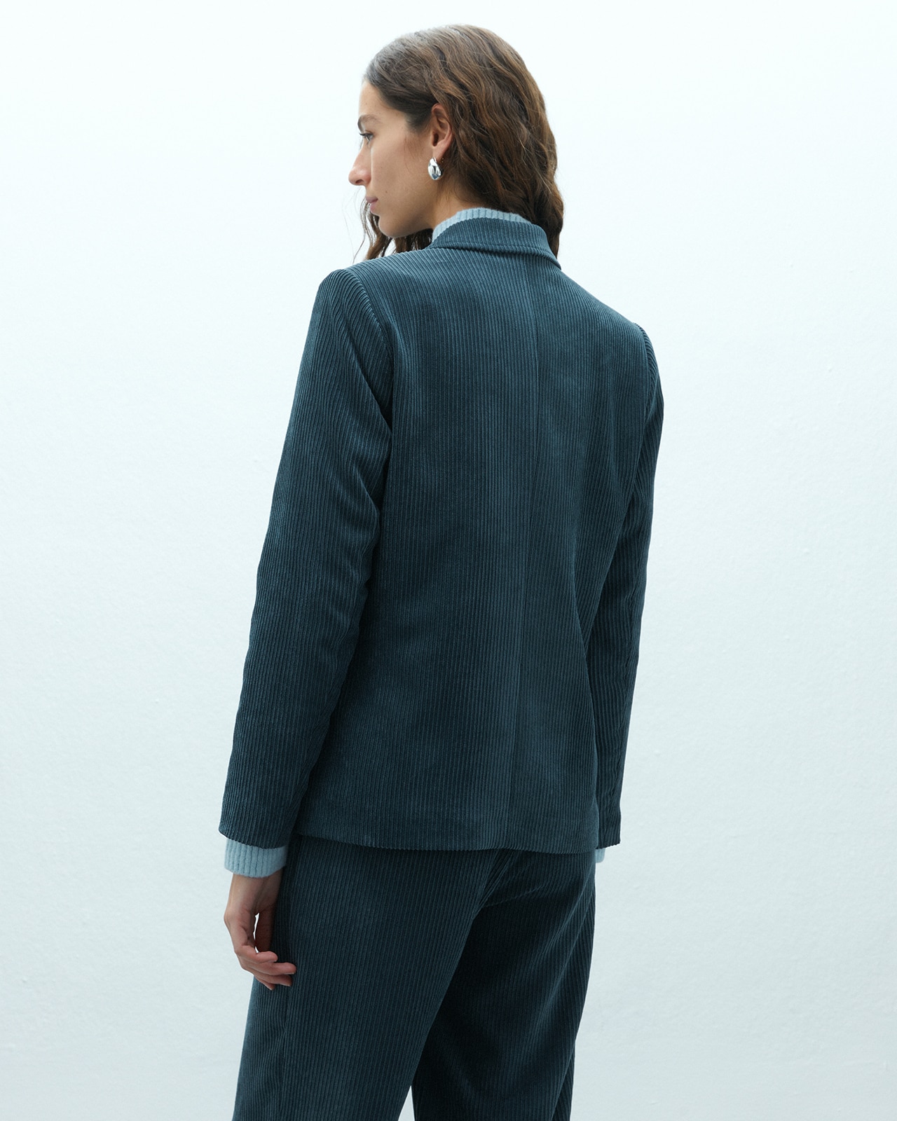 Blazer de mujer de pana forrada - Andam - Azul marino Azul marino-3