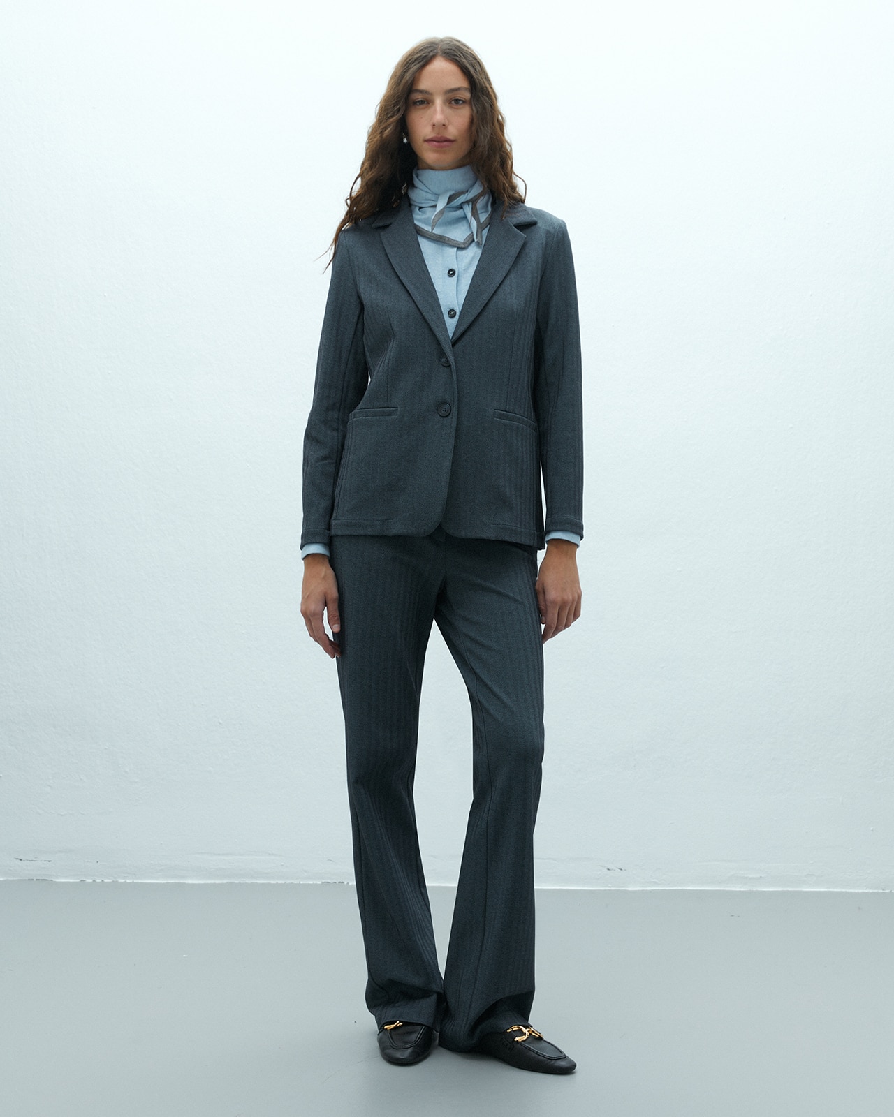 Blazer de mujer en punto espiga - Andam - Azul marino Azul marino-1