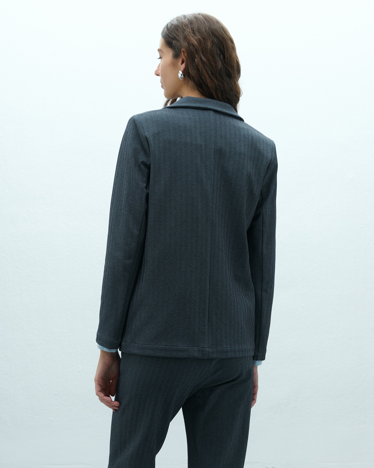 Blazer de mujer en punto espiga - Andam - Azul marino Azul marino-3