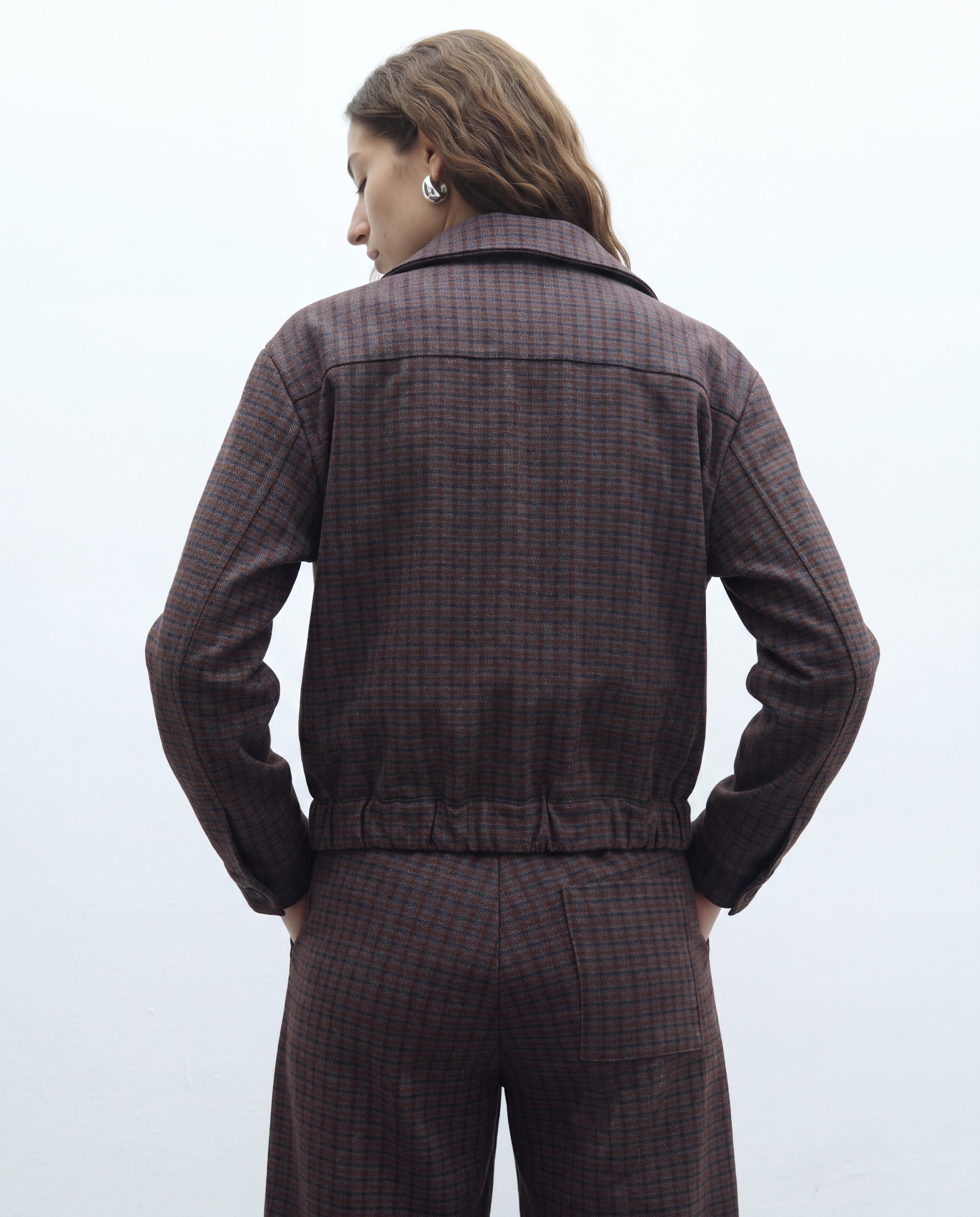Chaqueta de mujer de punto estampado cuadros - Andam - Naranja Naranja-3