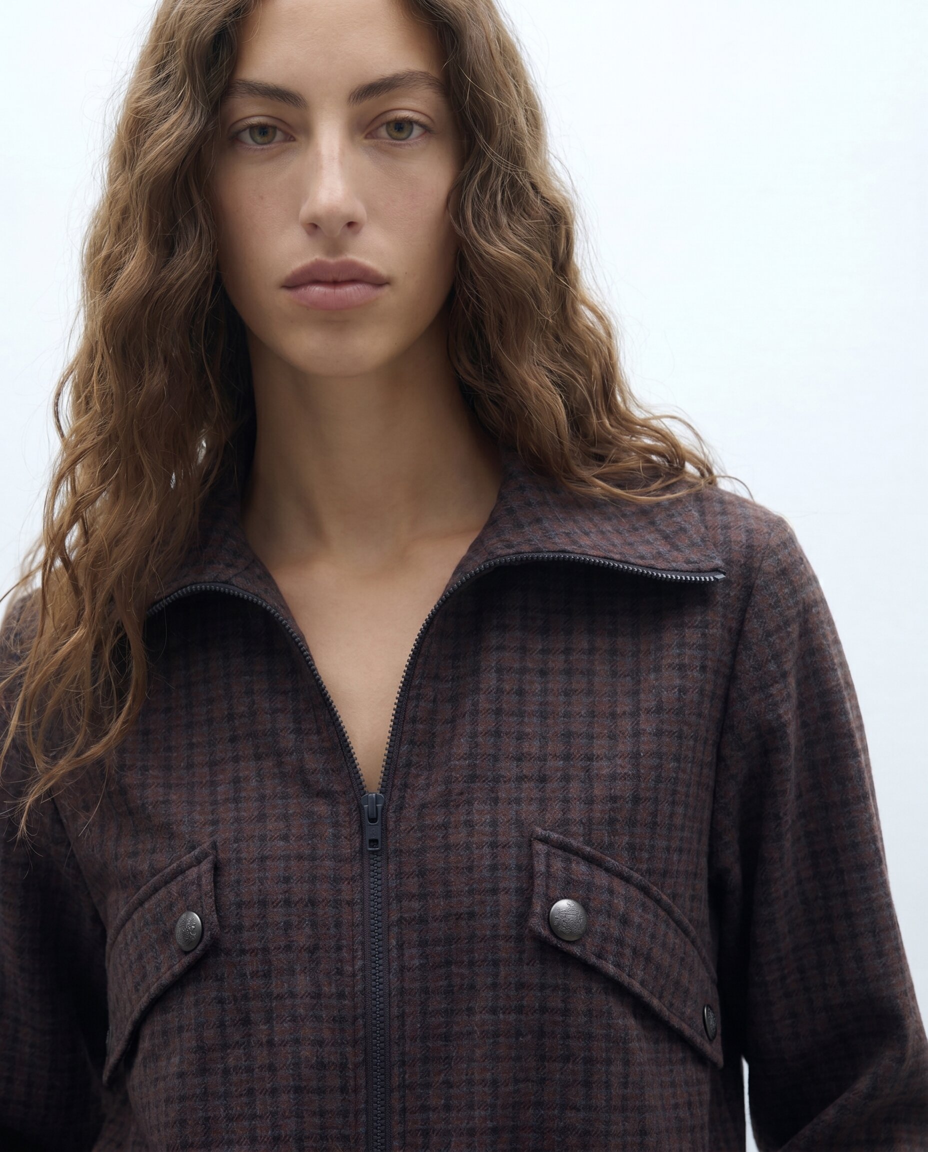 Chaqueta de mujer de punto estampado cuadros - Andam - Naranja Naranja-4