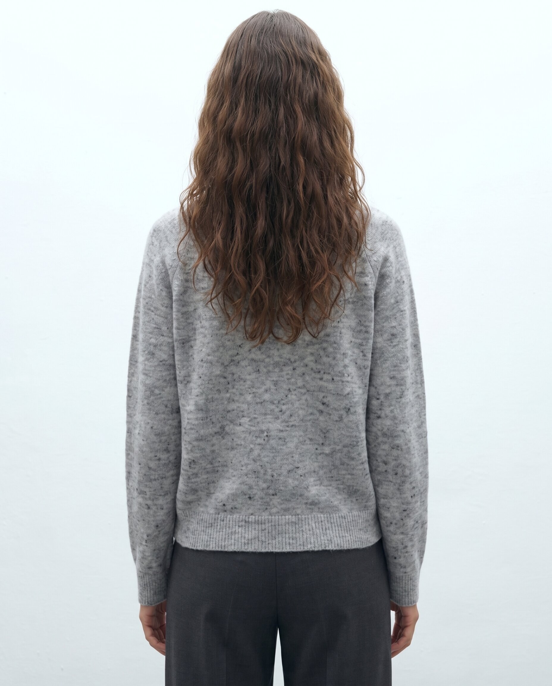 Jersey de mujer jaspeado escote redondo manga larga - Andam - Gris Gris-3