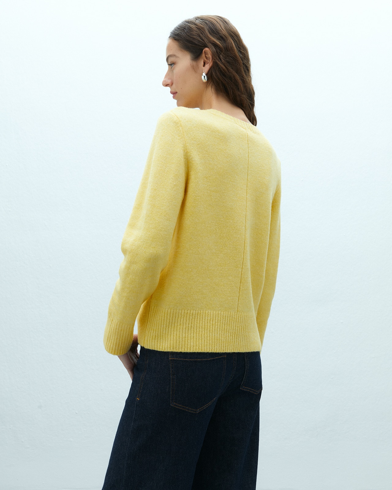 Jersey de mujer cuello redondo manga larga - Andam - Amarillo Amarillo-3
