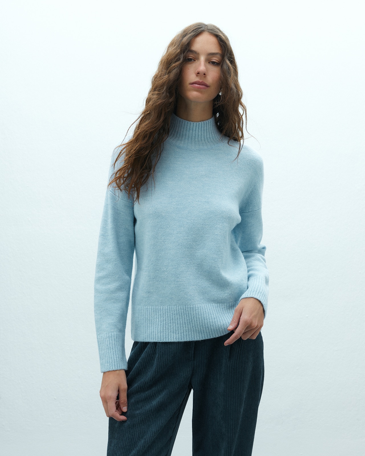 Jersey de mujer básico cuello perkins - Andam - Azul Azul-2