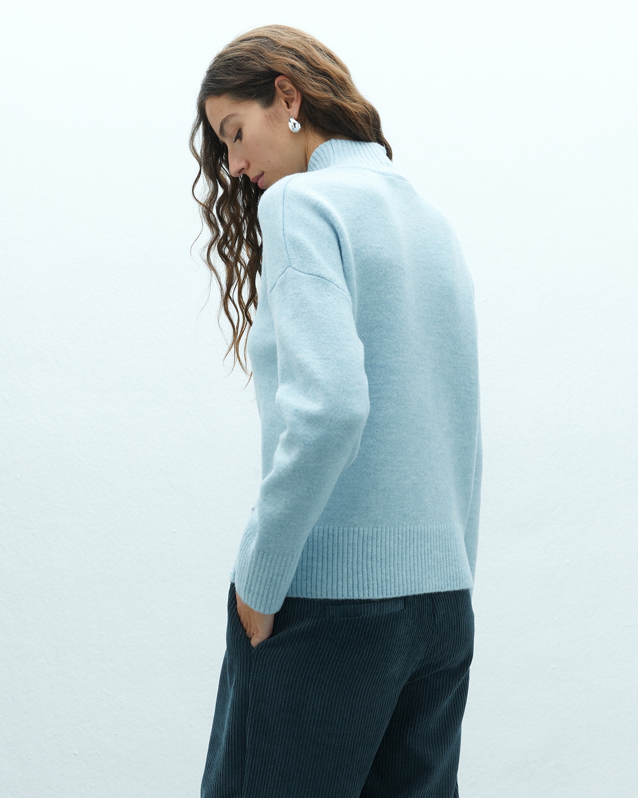 Jersey de mujer básico cuello perkins - Andam - Azul Azul-3