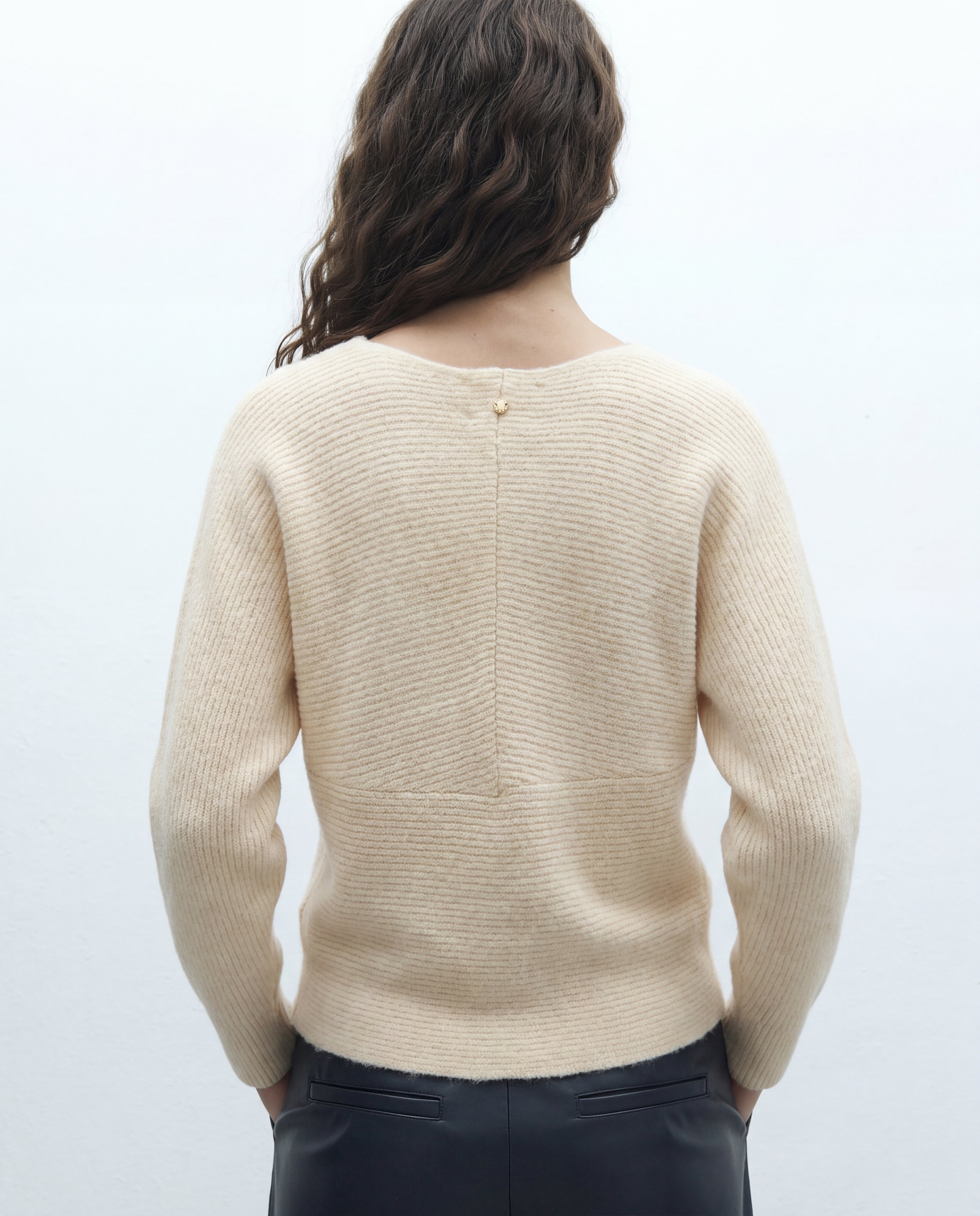 Jersey de mujer escote pico efecto cruzado - Andam - Crudo Crudo-3