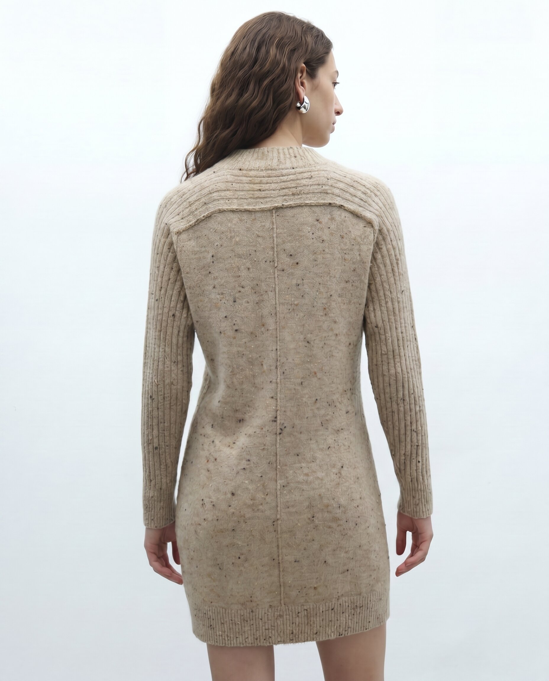 Vestido midi de punto jaspeado - Andam - Piedra Piedra-3