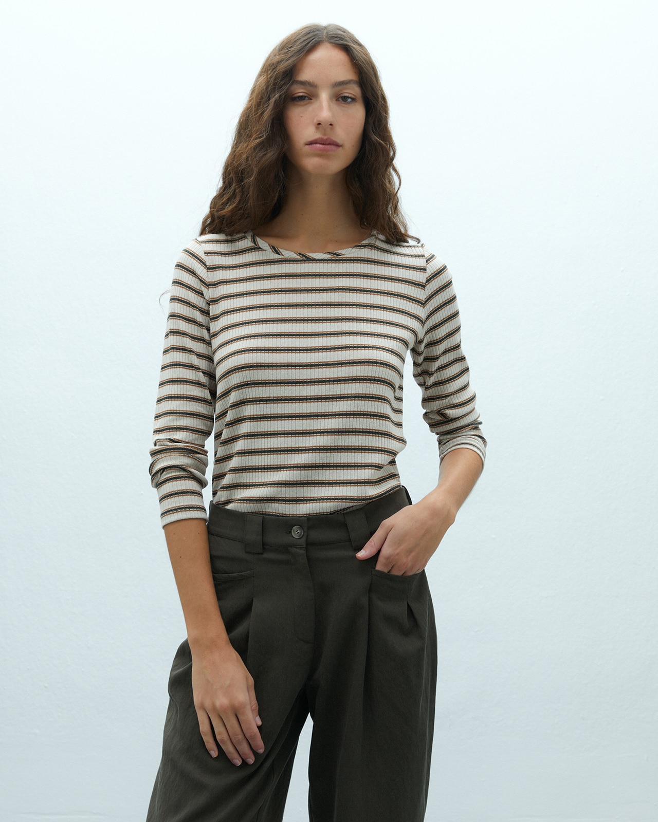 Camiseta de mujer estampado rayas - Andam - Crudo Crudo-2