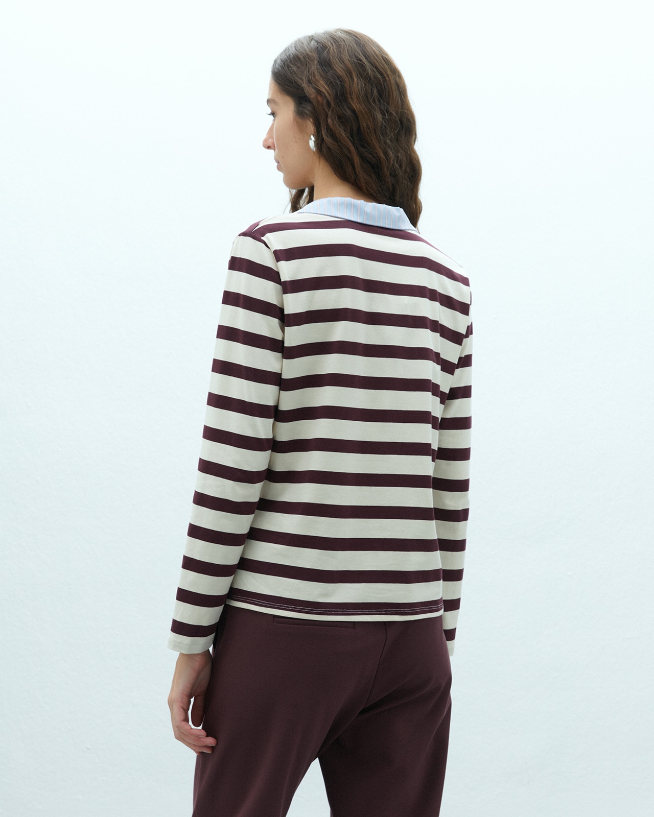 Polo de mujer estampado rayas - Andam - Burdeos Burdeos-3