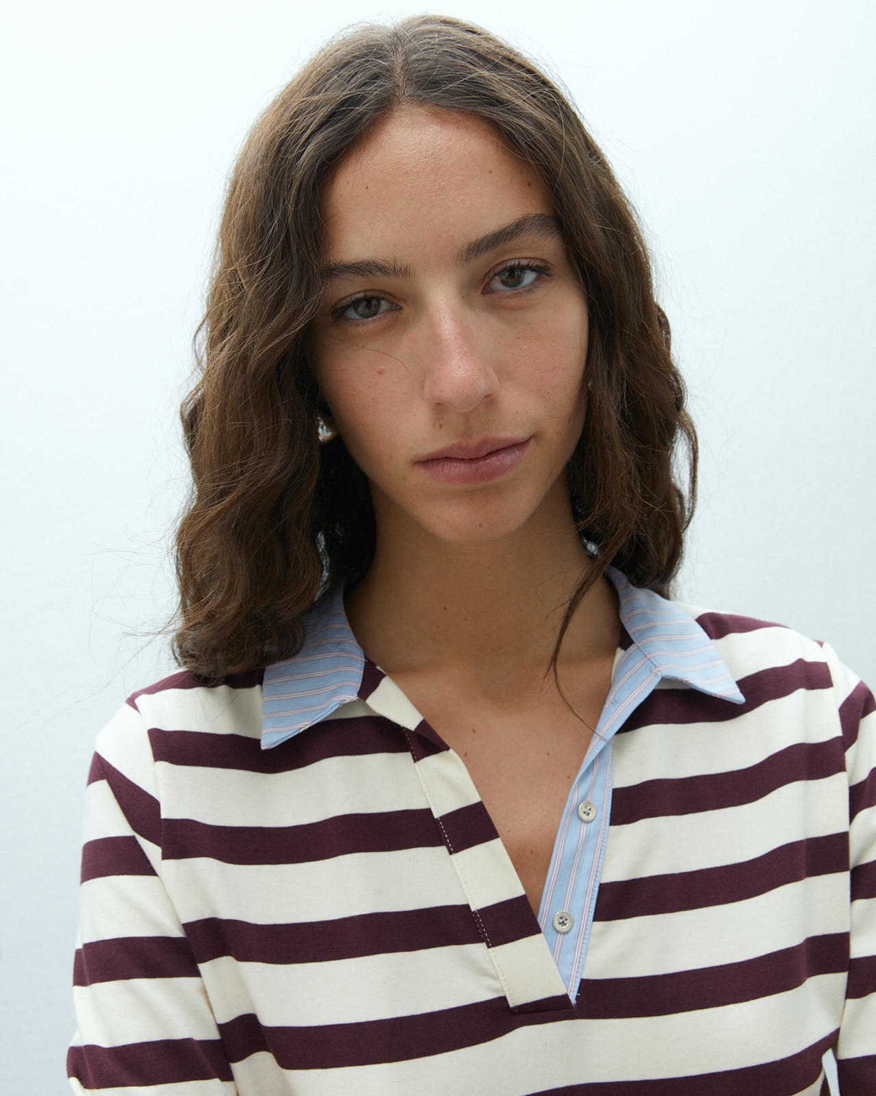 Polo de mujer estampado rayas - Andam - Burdeos Burdeos-4