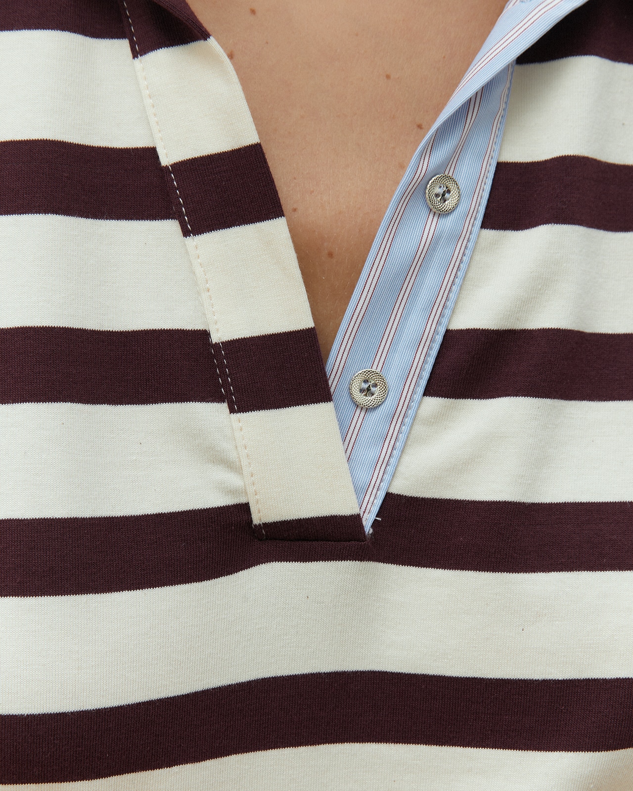 Polo de mujer estampado rayas - Andam - Burdeos Burdeos-5
