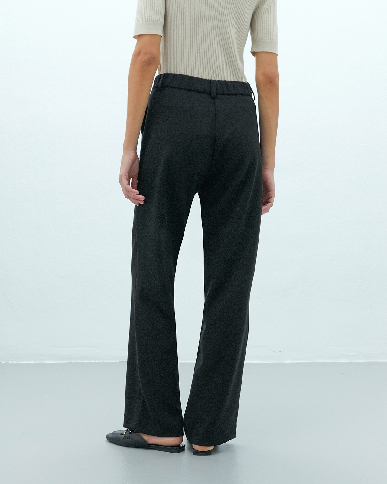 Pantalón recto de mujer cintura elástica - Andam - Marrón Marrón-3