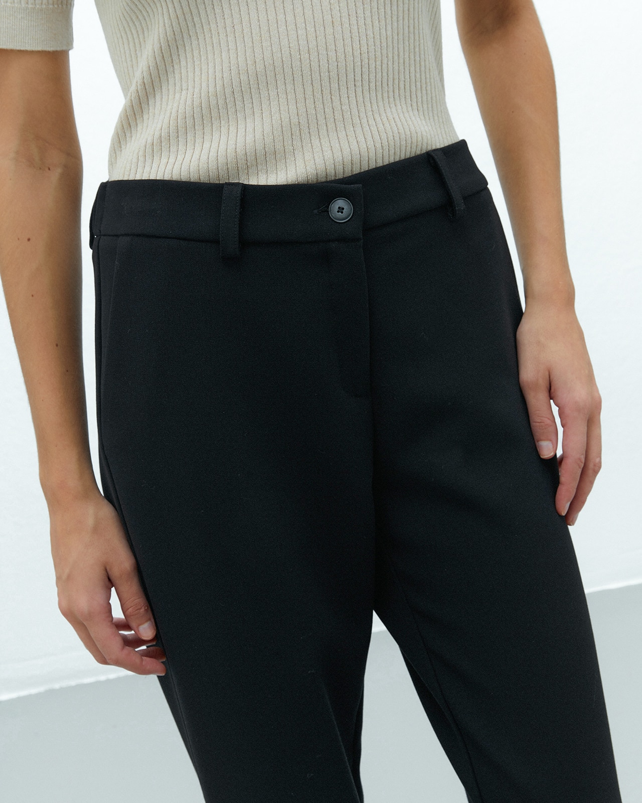 Pantalón recto de mujer cintura elástica - Andam - Marrón Marrón-4