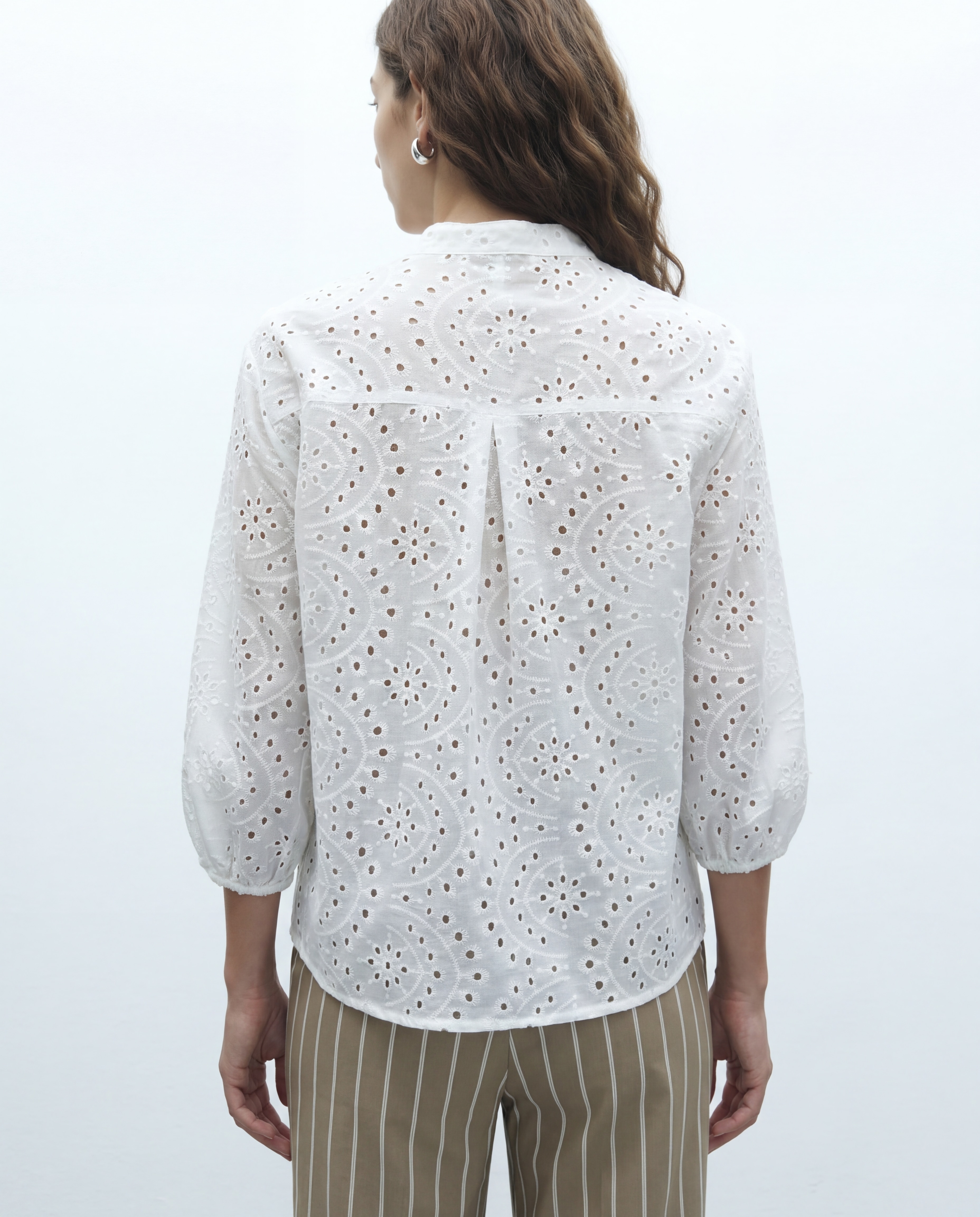 Blusa de mujer bordado suizo manga francesa - Andam - Crudo Crudo-3