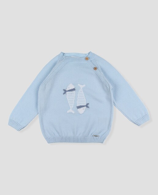 Imagen 0 de Jersey de bebé niño con peces en punto de algodón