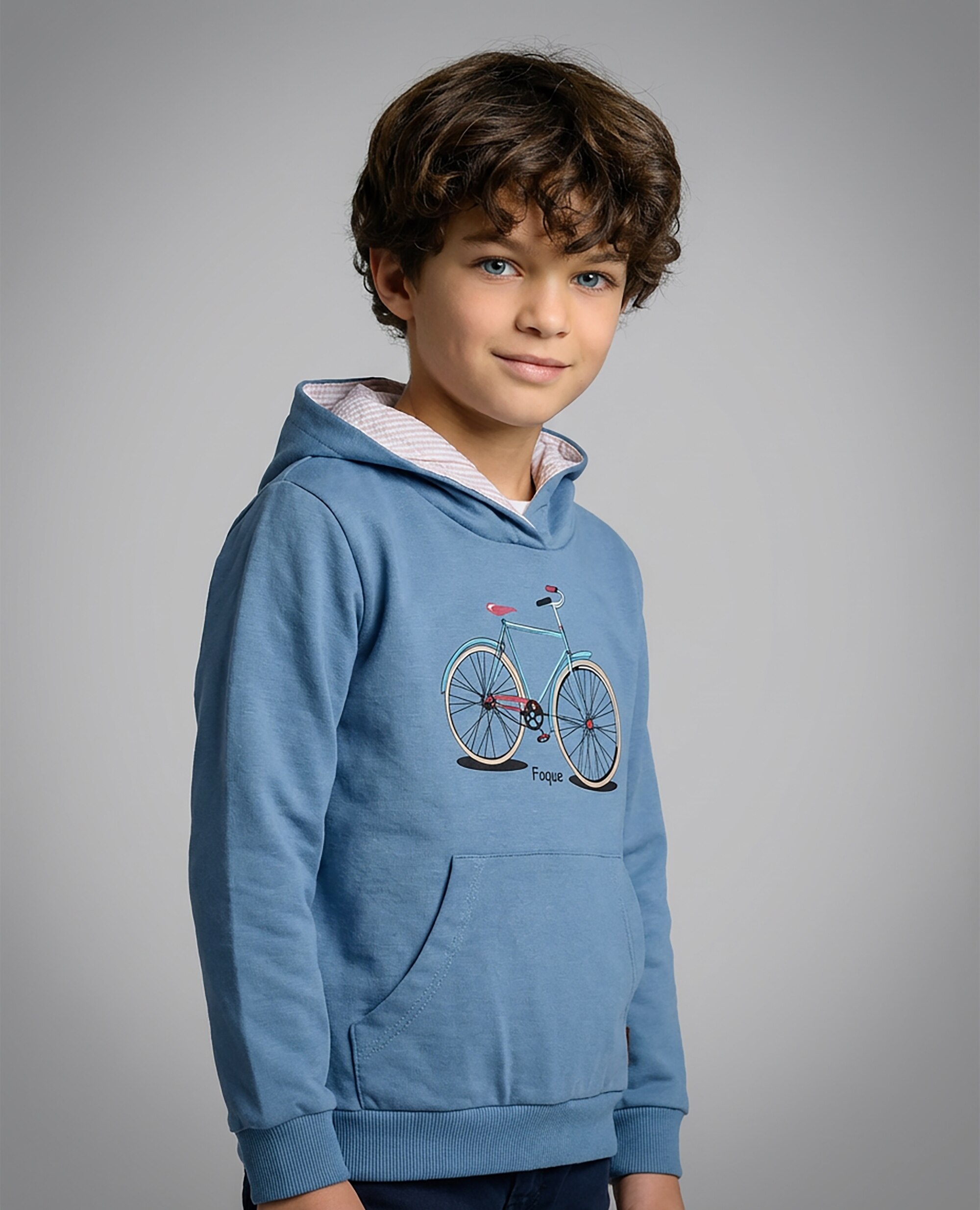 Imagen 0 de Sudadera con capucha con bicicleta niño de algodón Azul claro