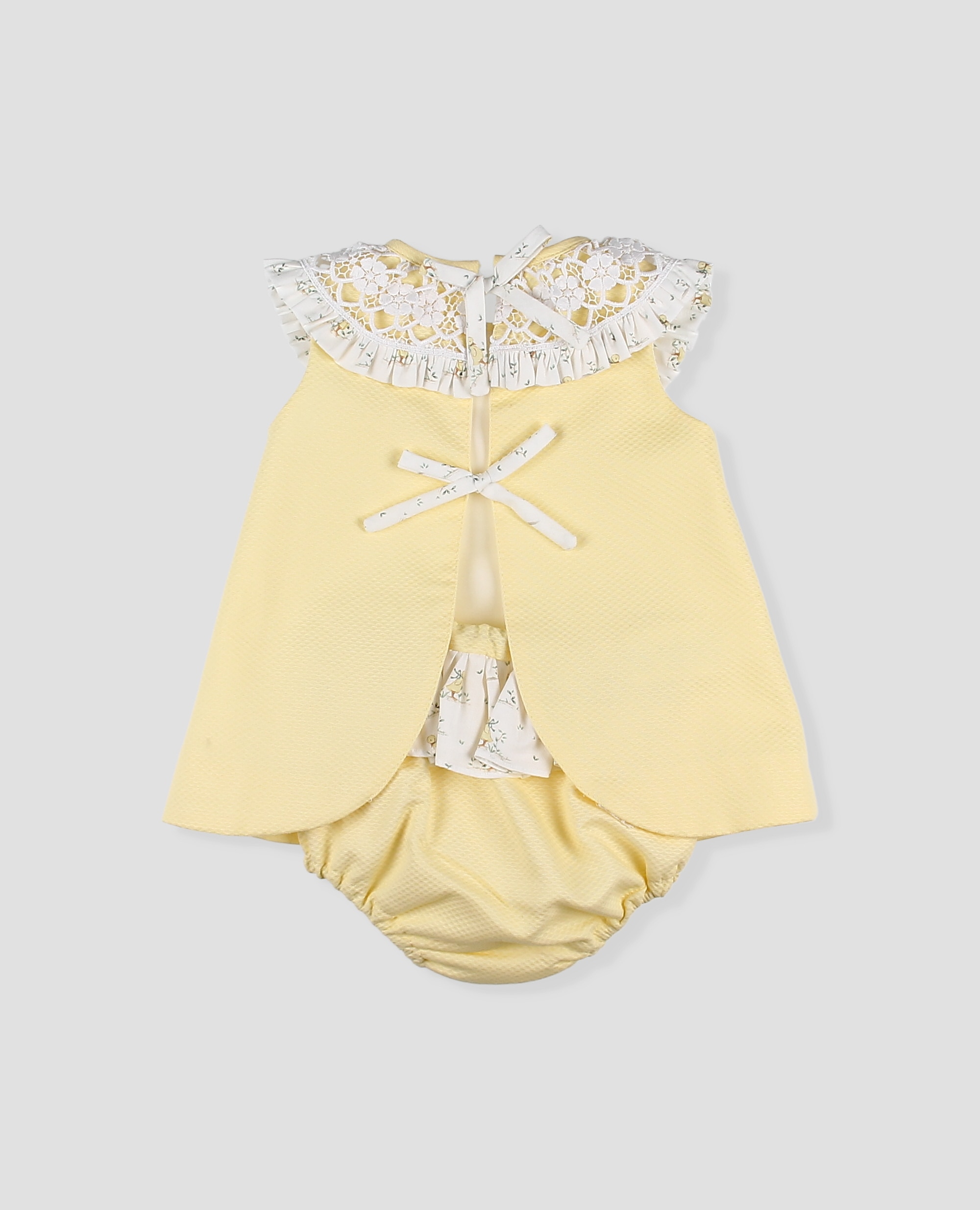 Vestido de bebé niña de piqué de algodón - Foque - Amarillo Amarillo-2