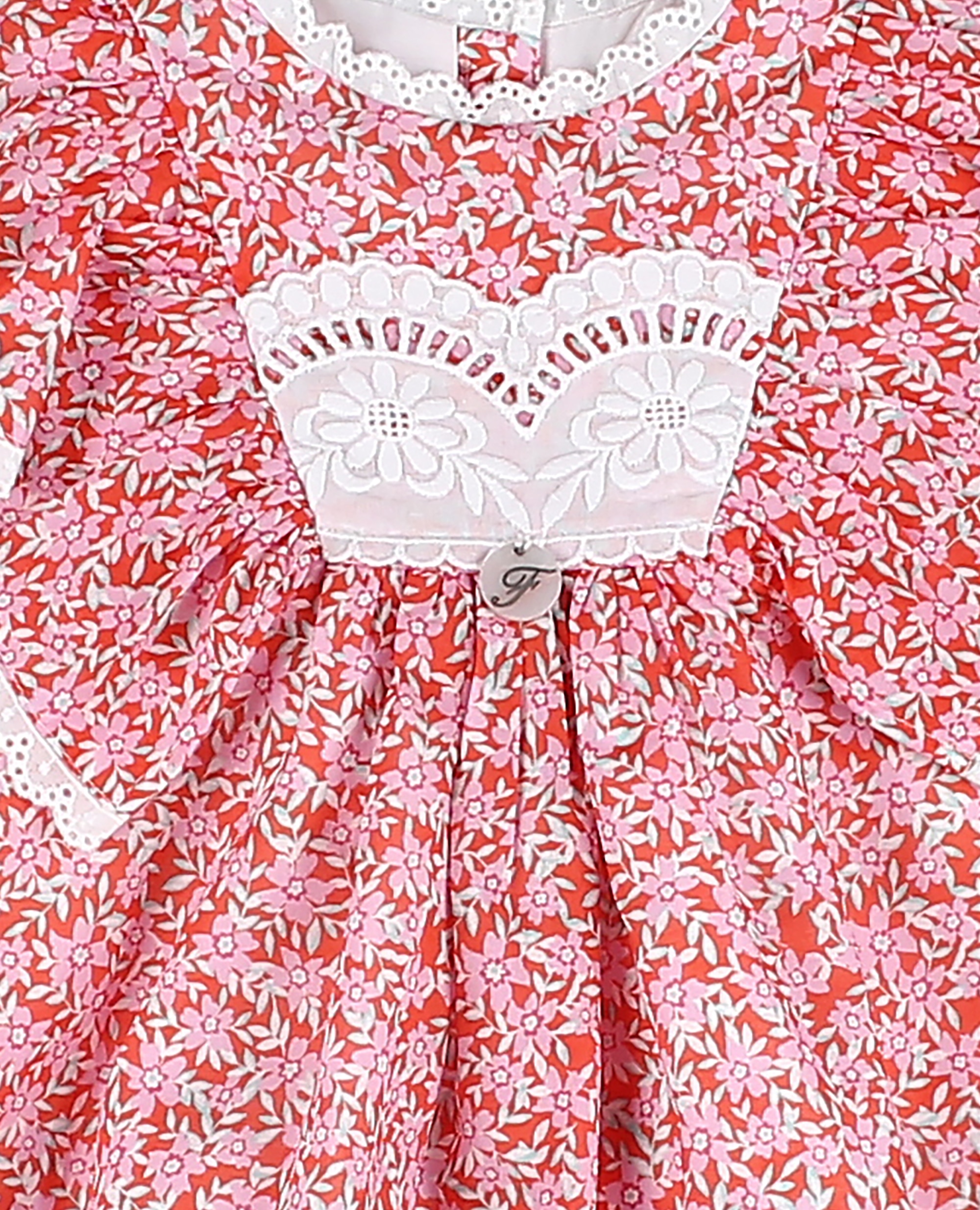 Pelele estampado flores de bebé niña de algodón con tira bordada - Foque - Rojo / Blanco Rojo / Blanco-4