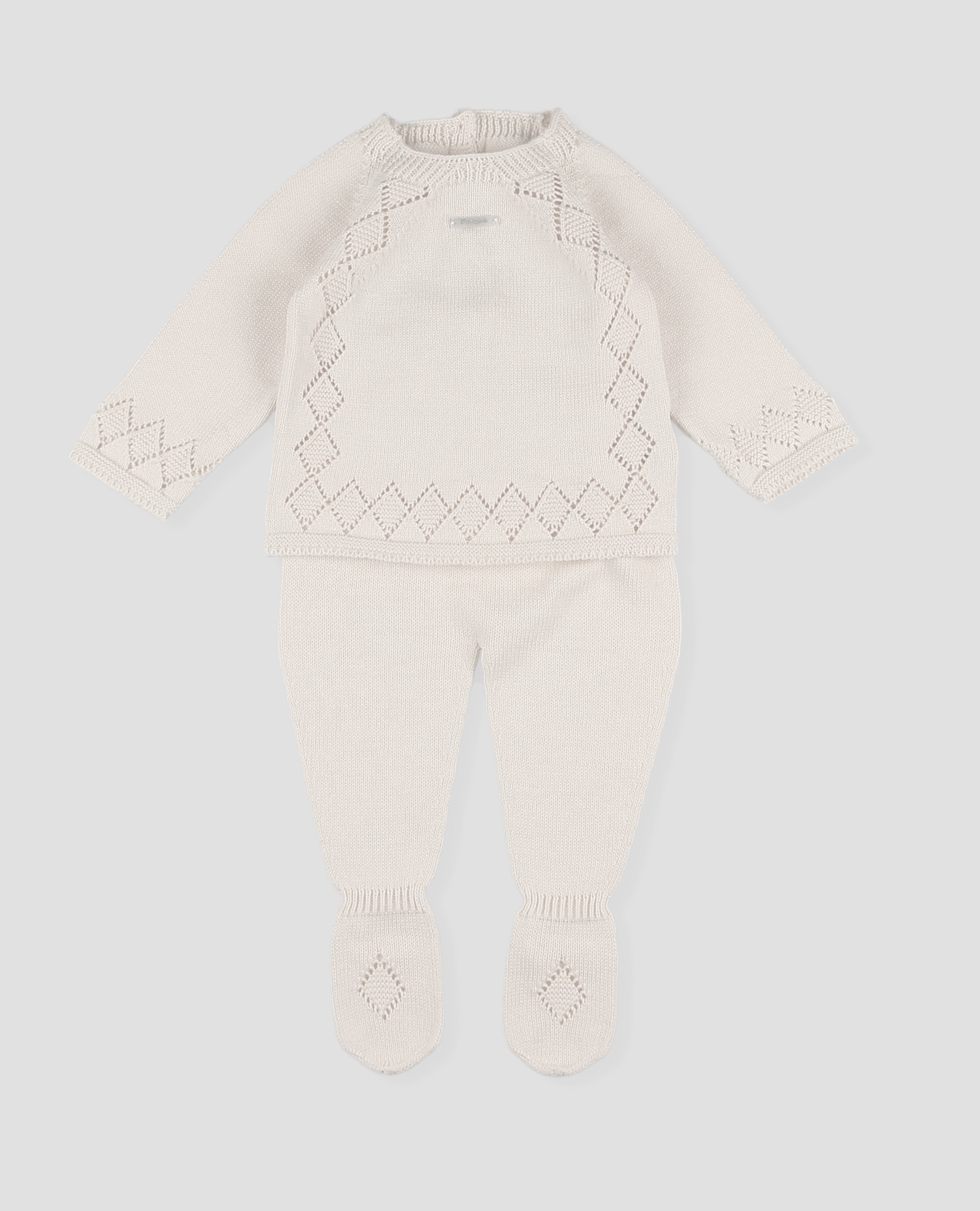 Conjunto jubon polaina bebé unisex de algodón - Foque - Crudo Crudo-3