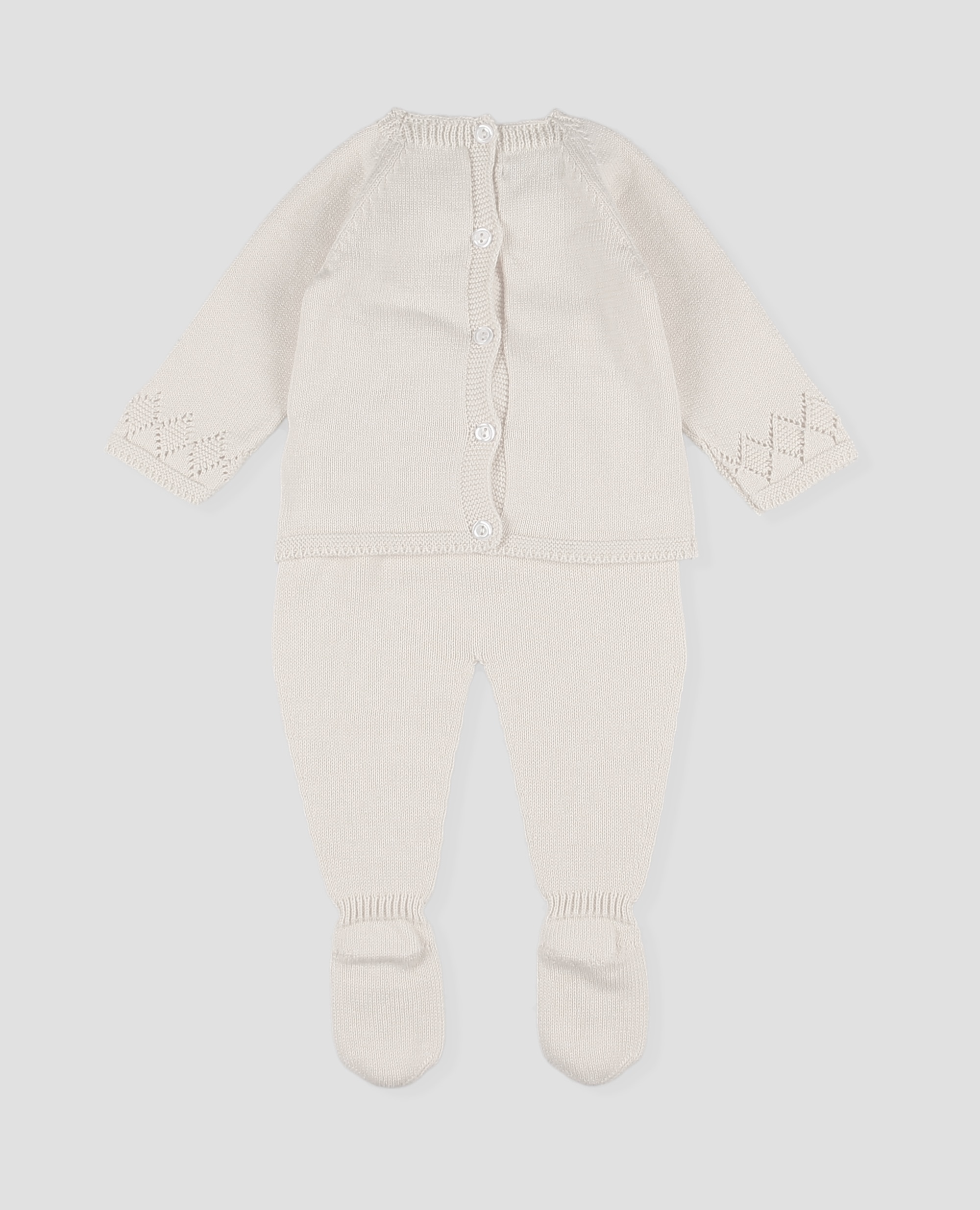 Conjunto jubon polaina bebé unisex de algodón - Foque - Crudo Crudo-2