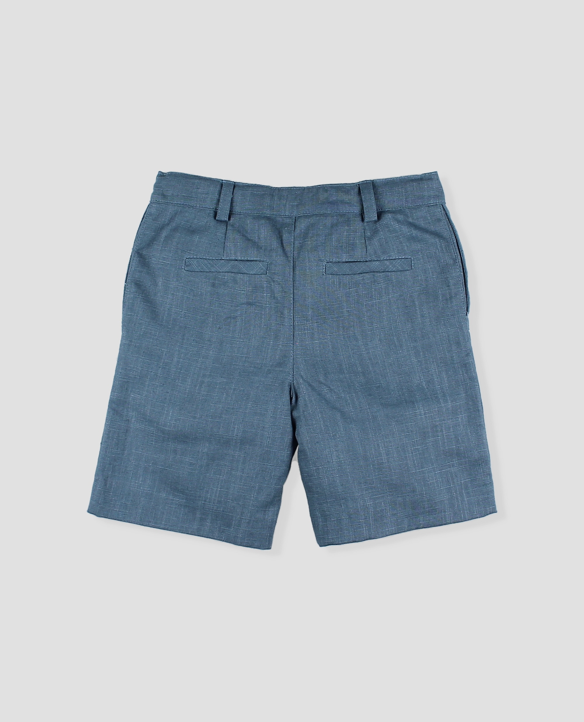 Pantalones cortos de niño de lino con bolsillos - Foque - Azul denim Azul denim-2
