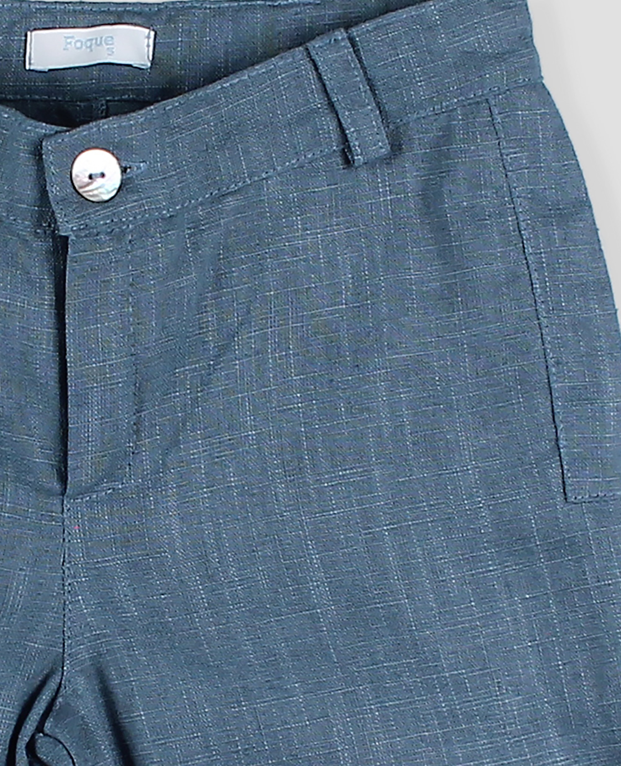 Pantalones cortos de niño de lino con bolsillos - Foque - Azul denim Azul denim-4