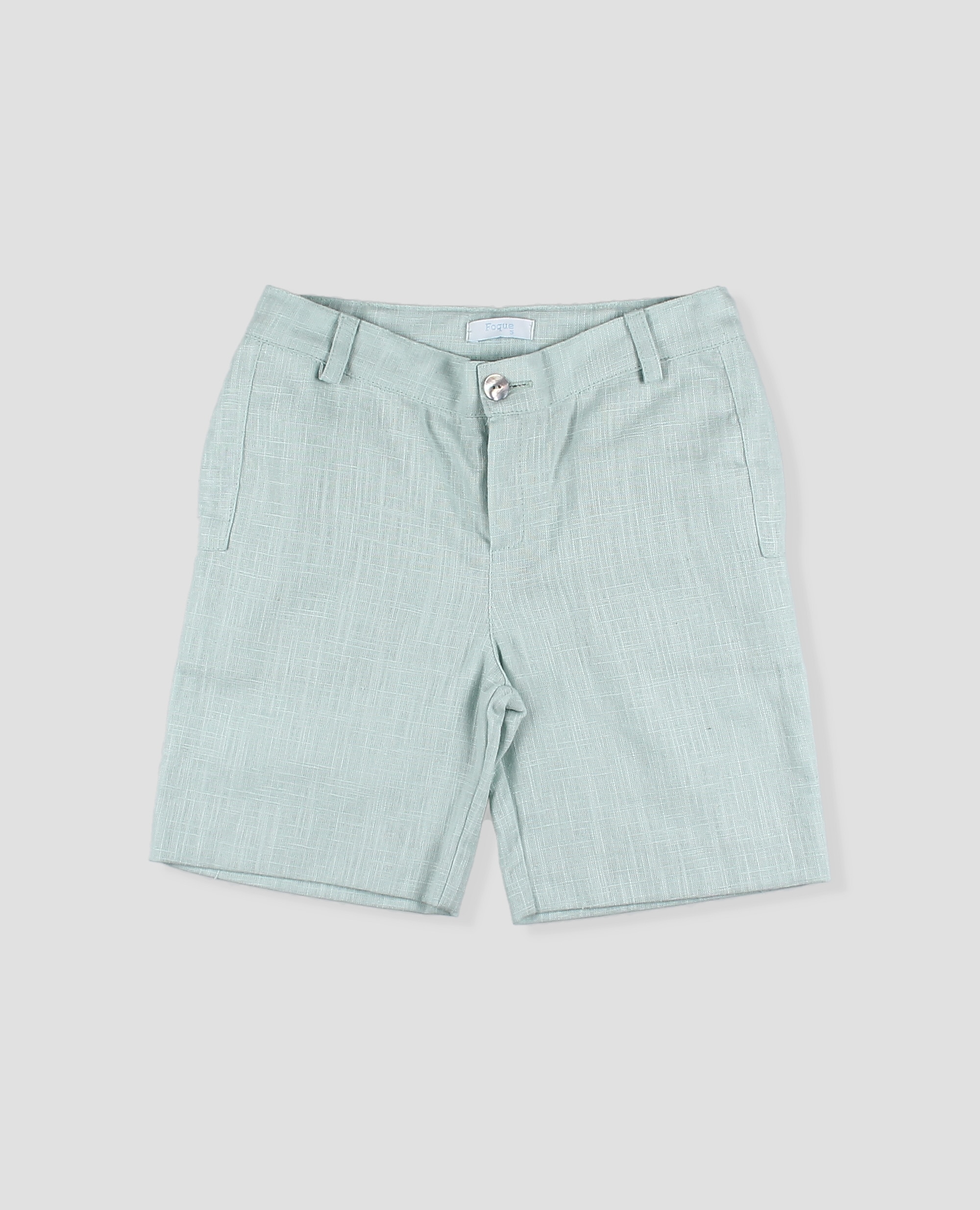 Pantalones cortos de niño de lino con bolsillos - Foque - Verde Agua Verde Agua-3