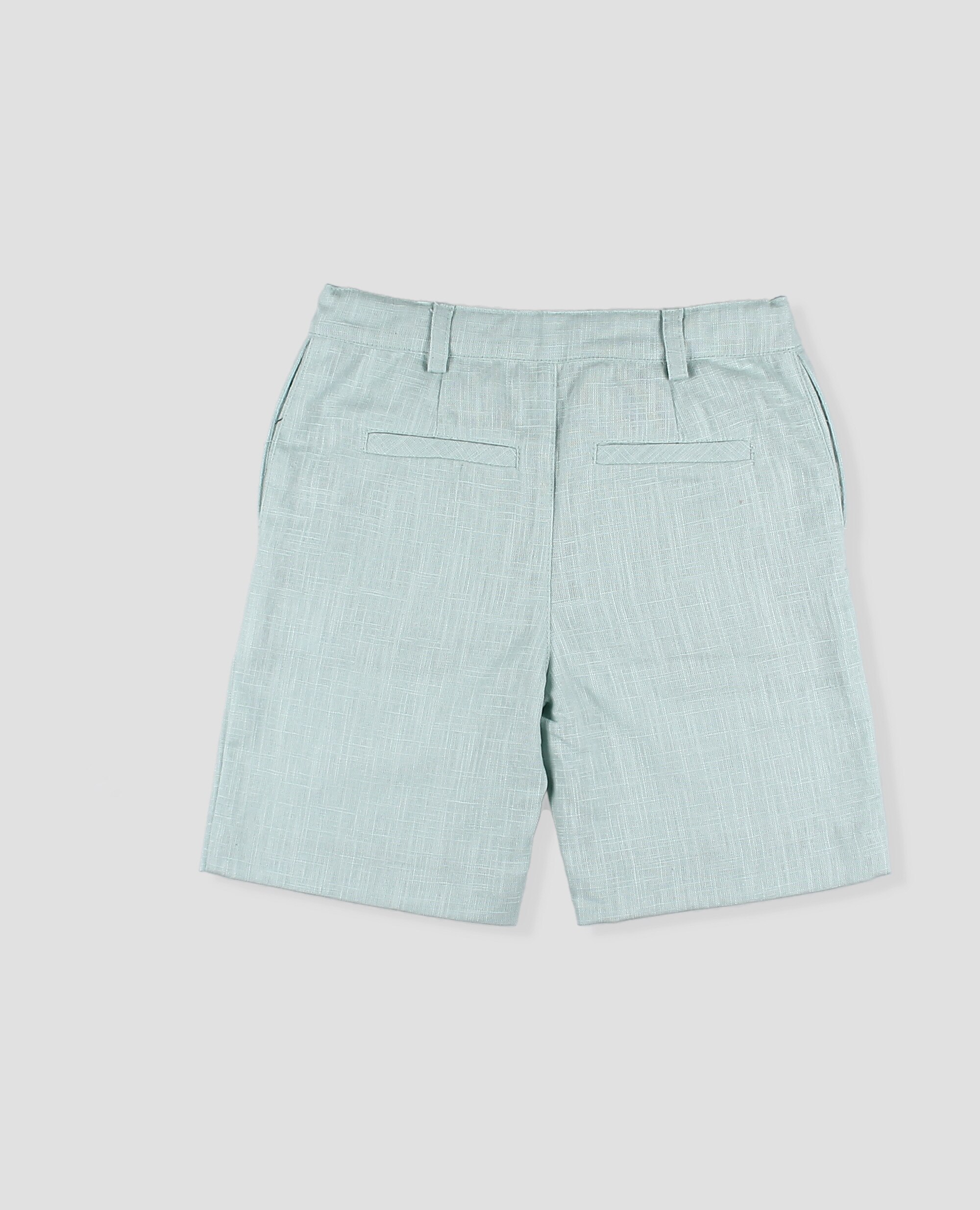 Pantalones cortos de niño de lino con bolsillos - Foque - Verde Agua Verde Agua-2